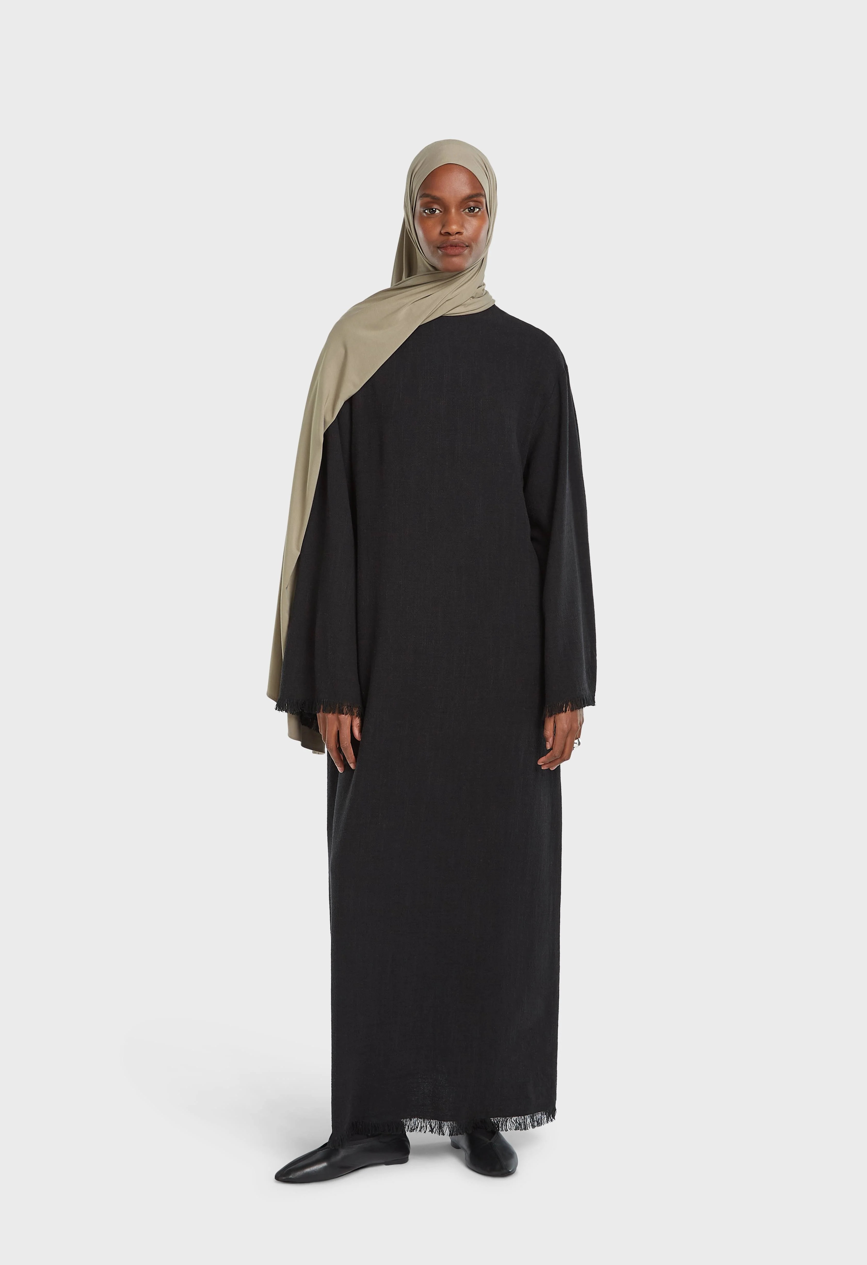 Frayed Hem Dress | Black