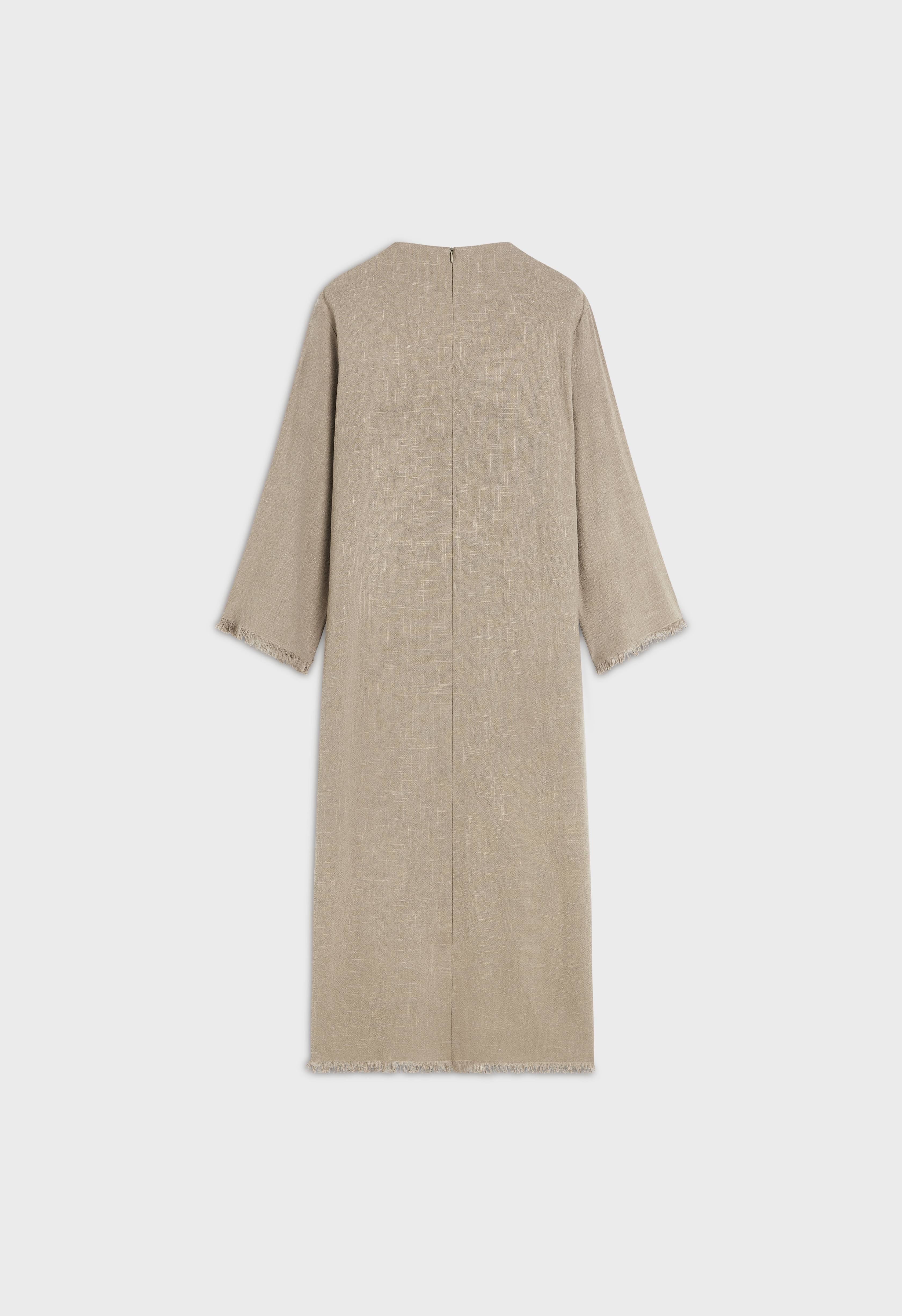 Frayed Hem Dress | Desert Brown - Image 4