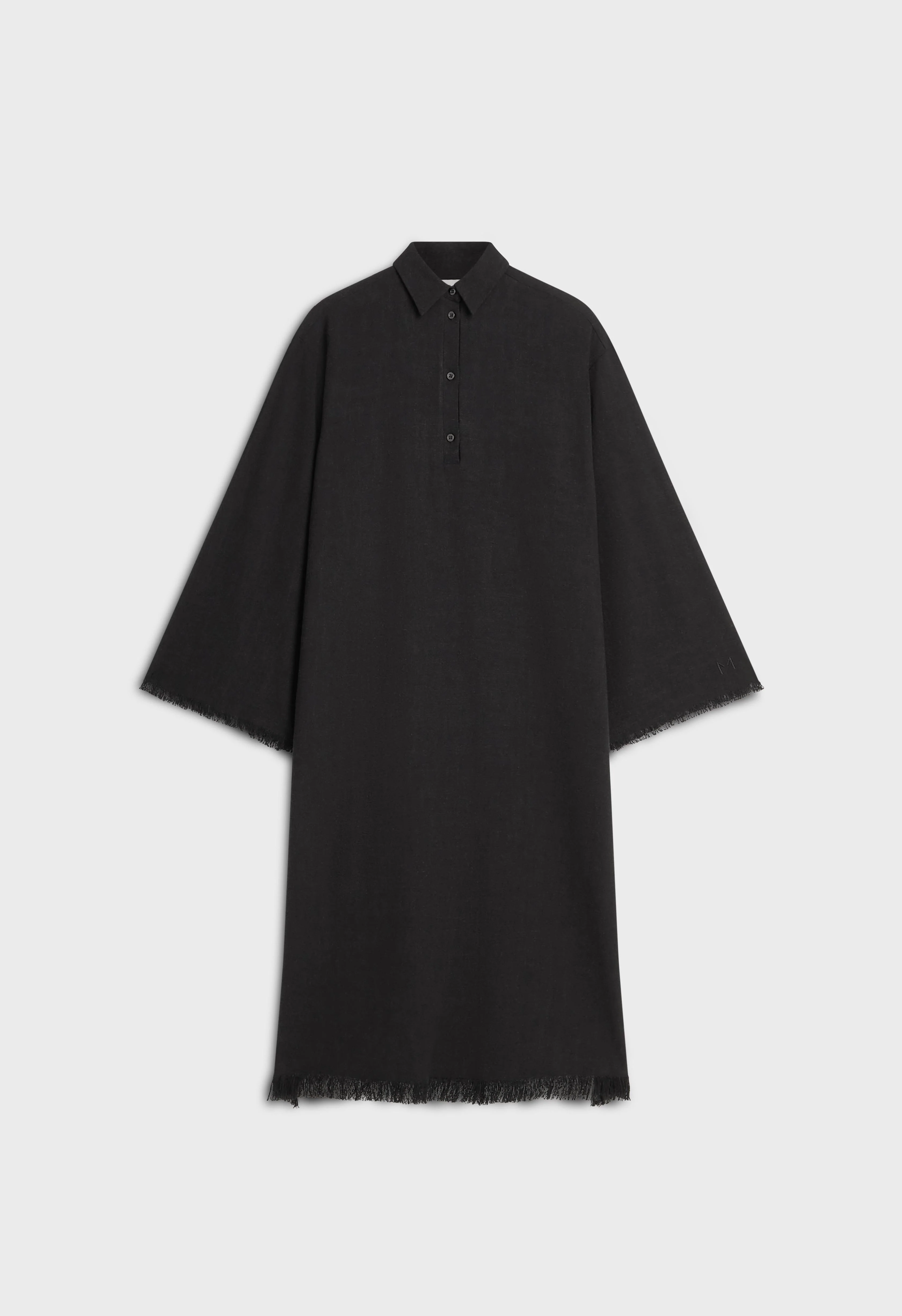 Frayed Hem Shirt Dress | Black - Image 3