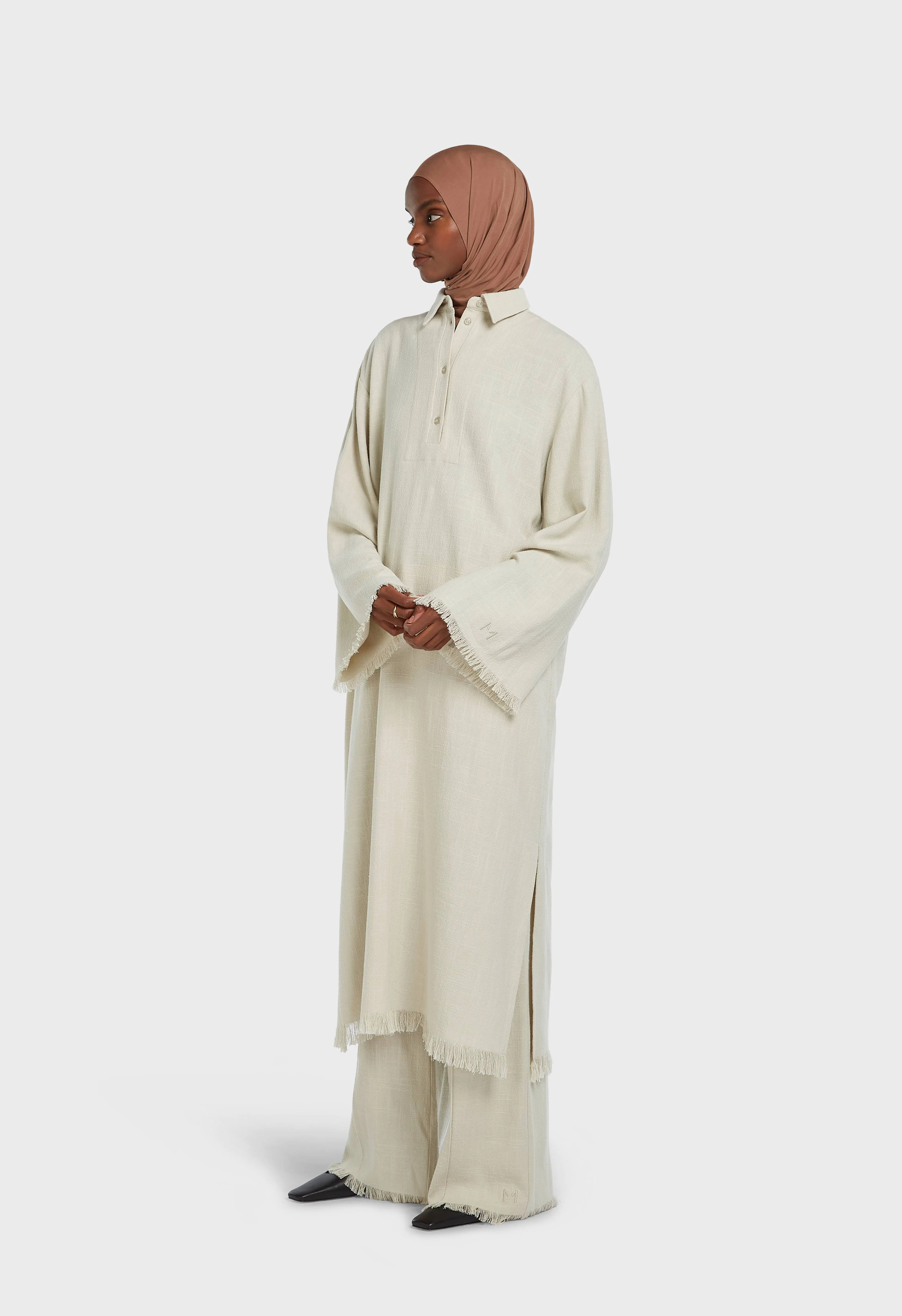 Frayed Hem Shirt Dress | Light Storm - Image 2