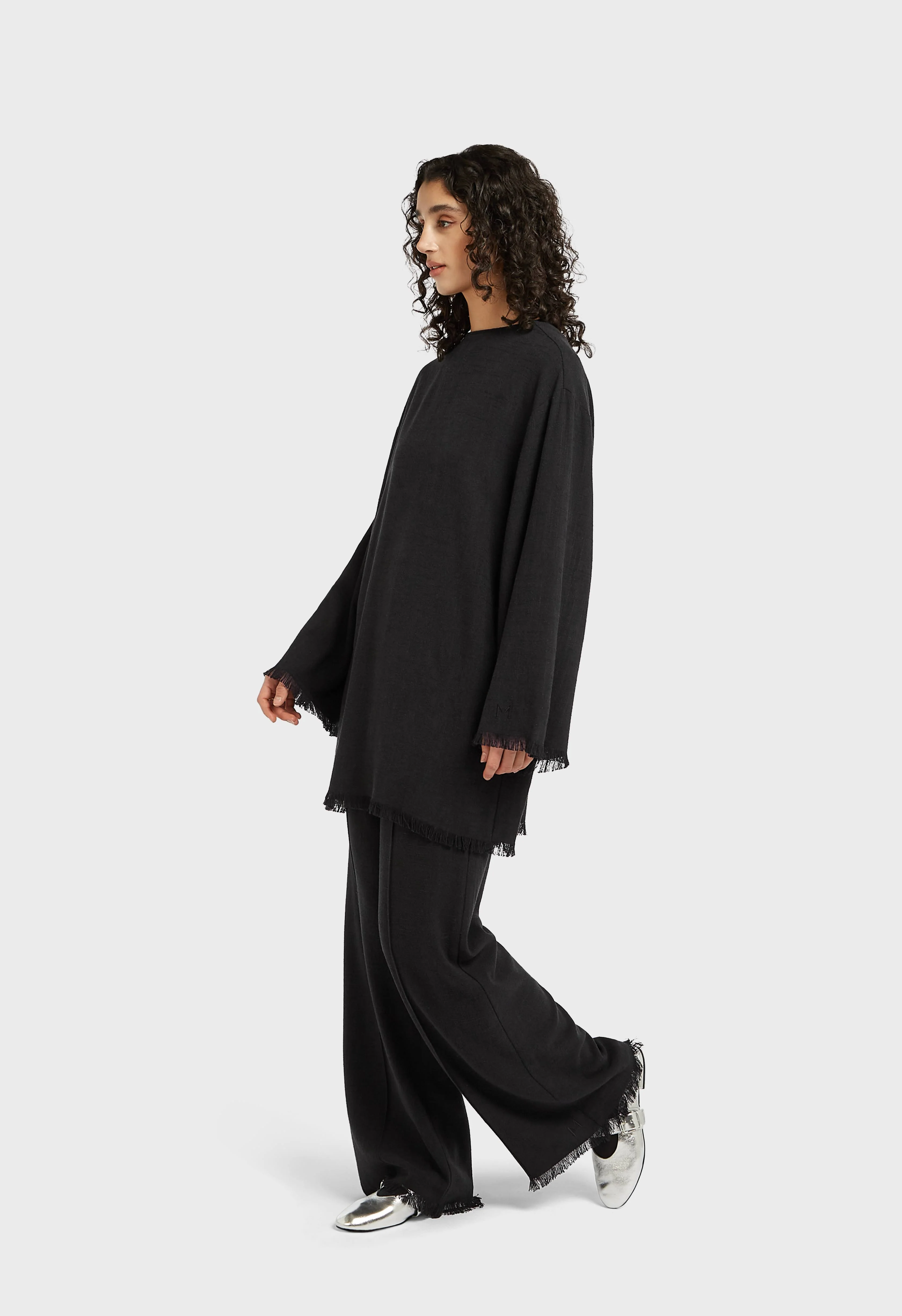 Frayed Hem Top | Black - Image 2