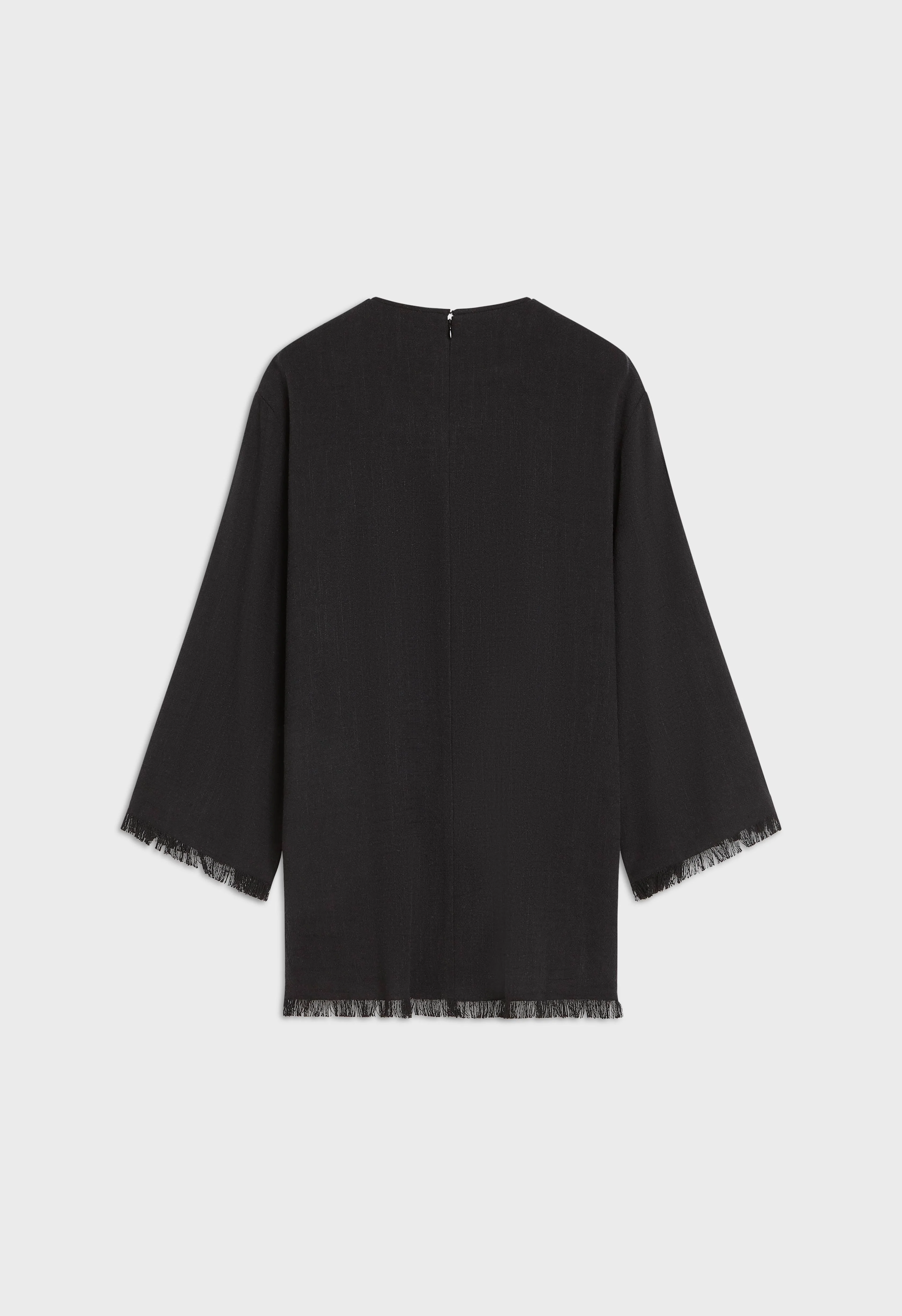 Frayed Hem Top | Black - Image 3