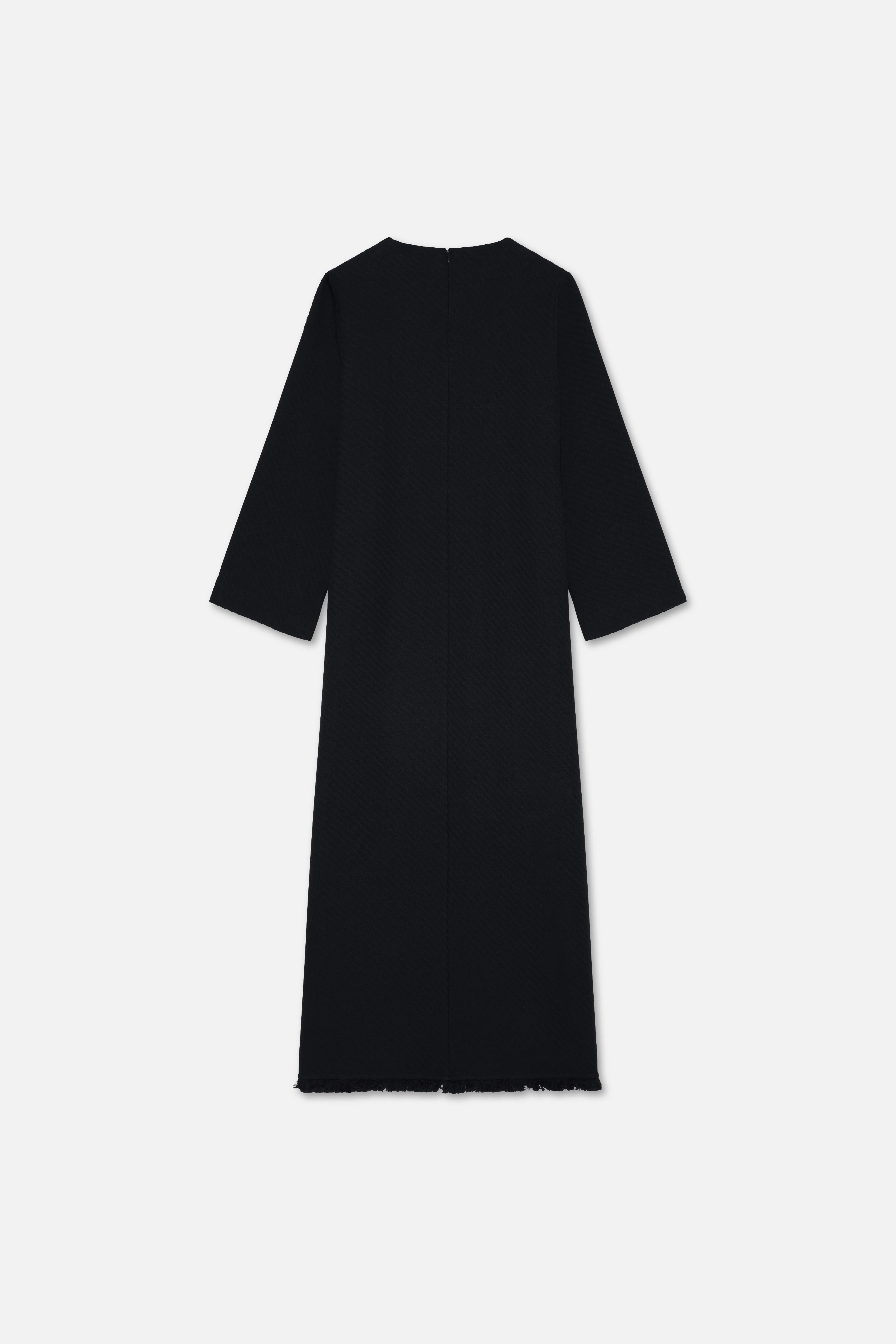 Fringe Trim Dress | Black - Image 5
