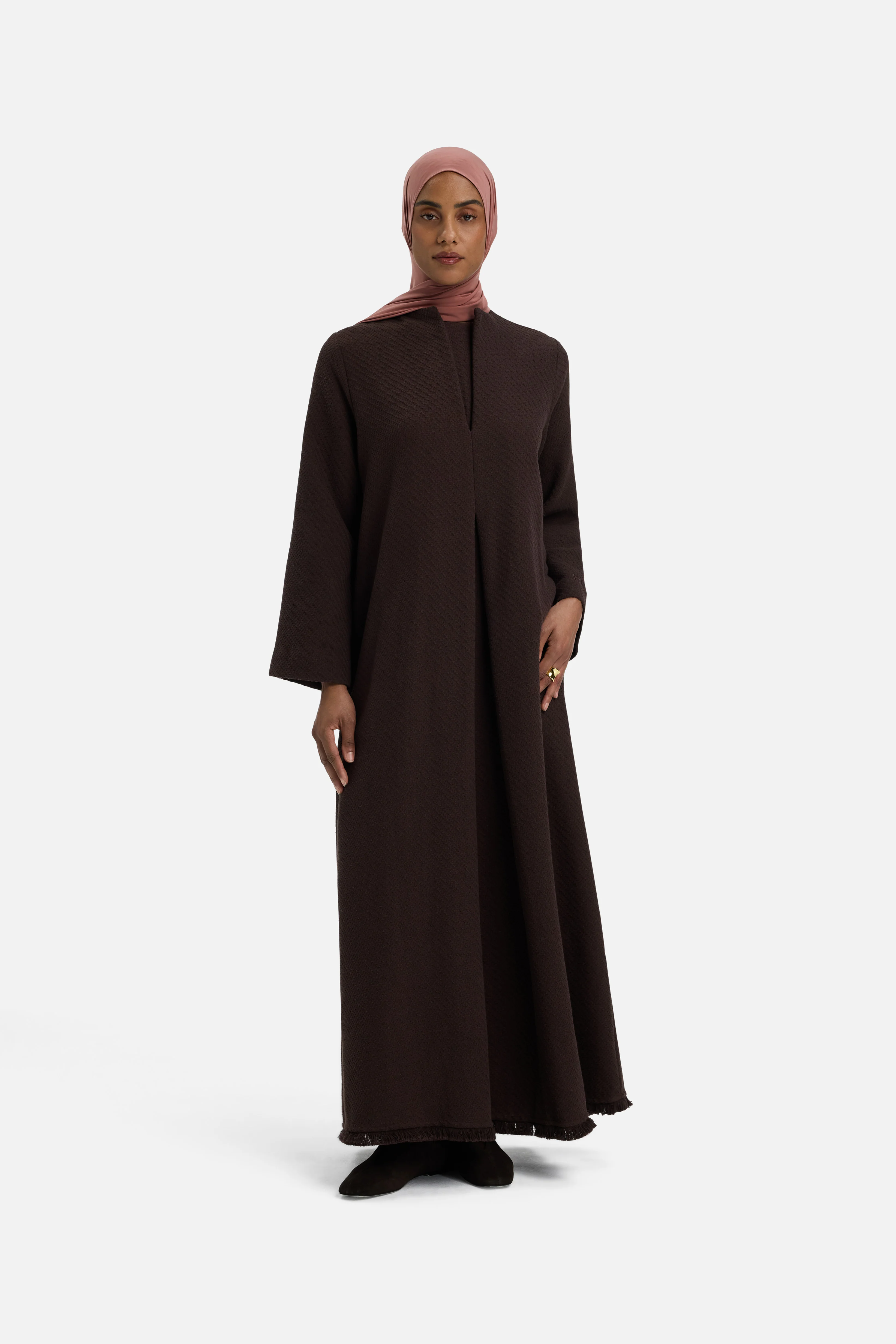 Fringe Trim Dress | Dark Chocolate