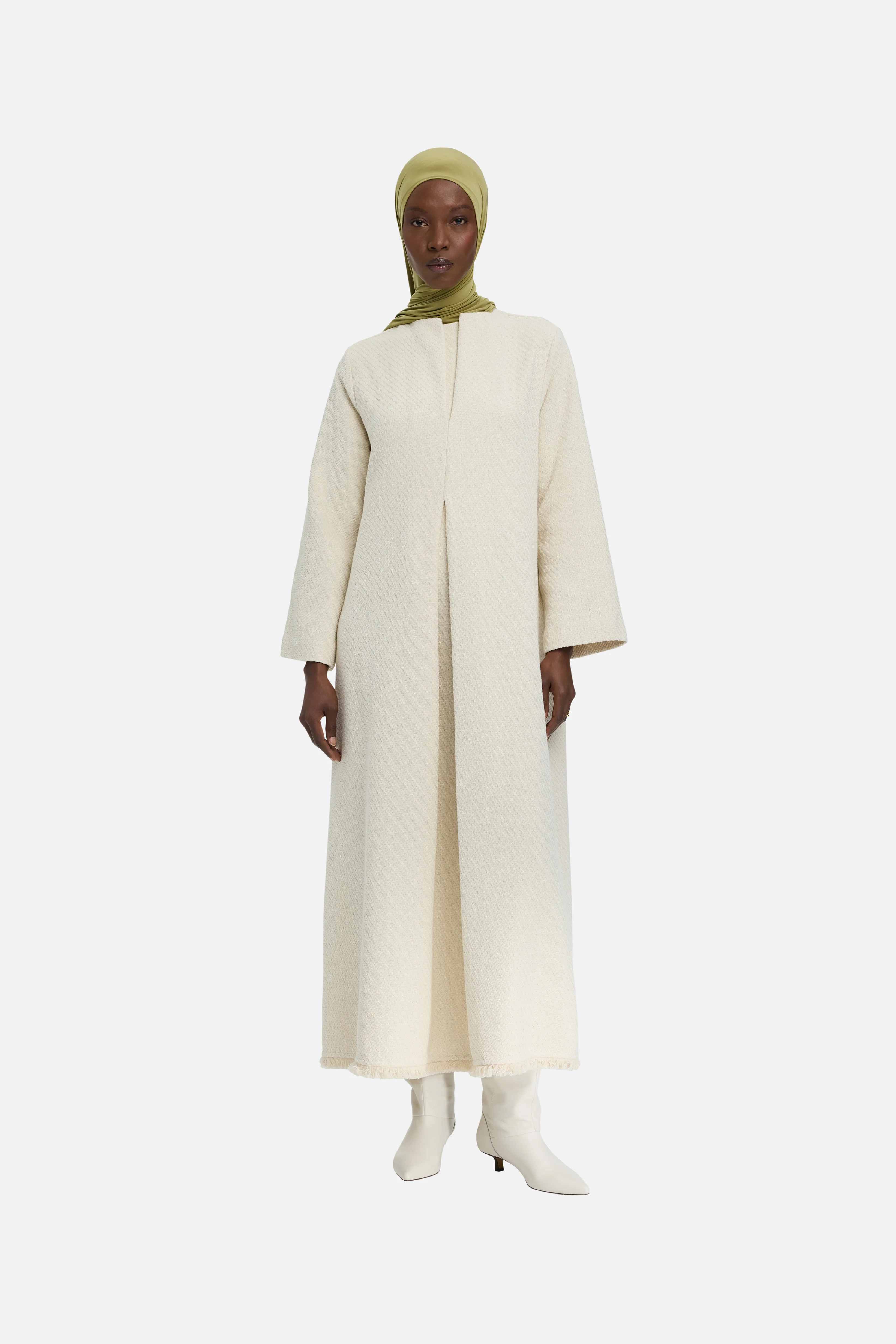 Fringe Trim Dress | Off White