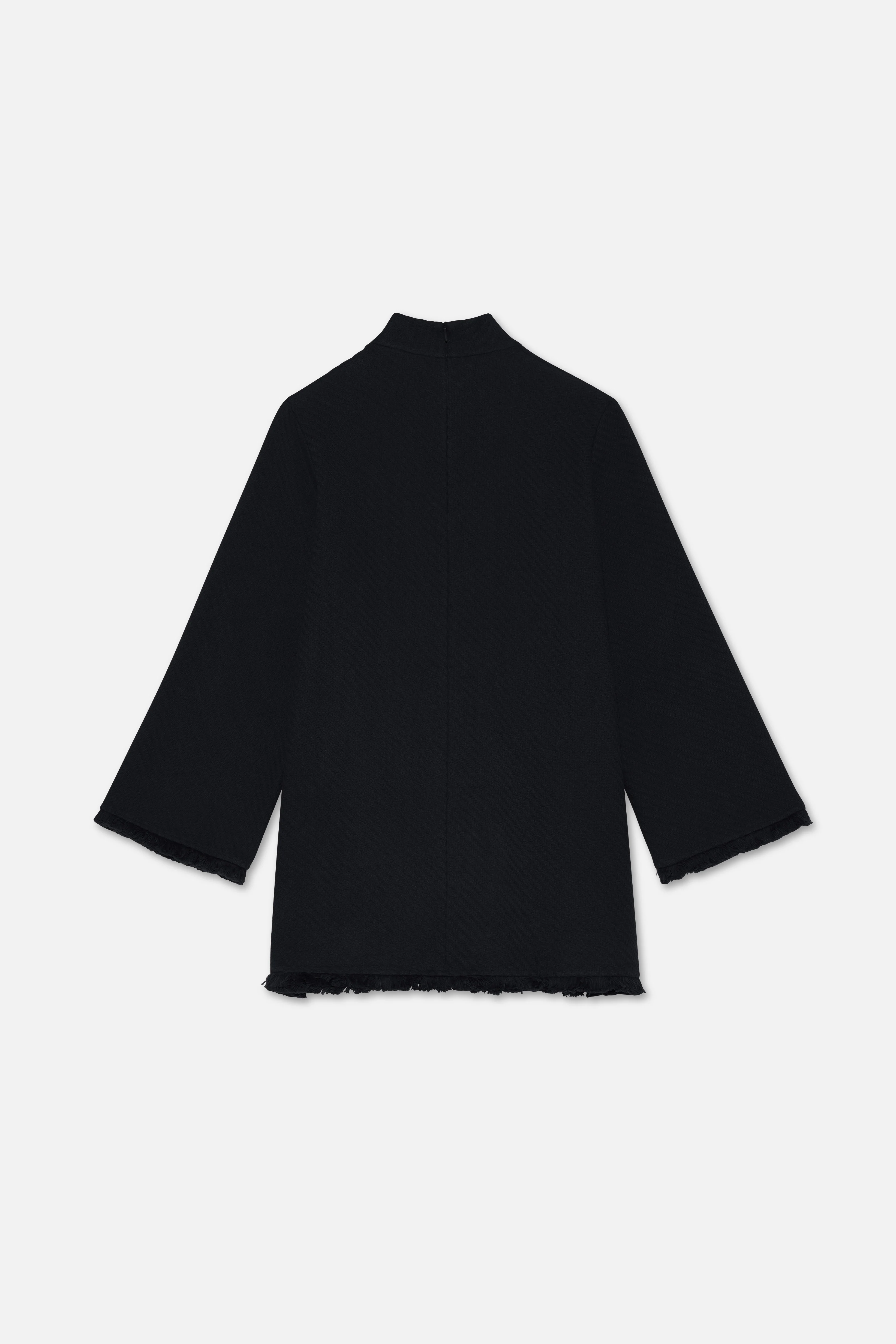 Fringe Trim Tunic Top | Black - Image 5