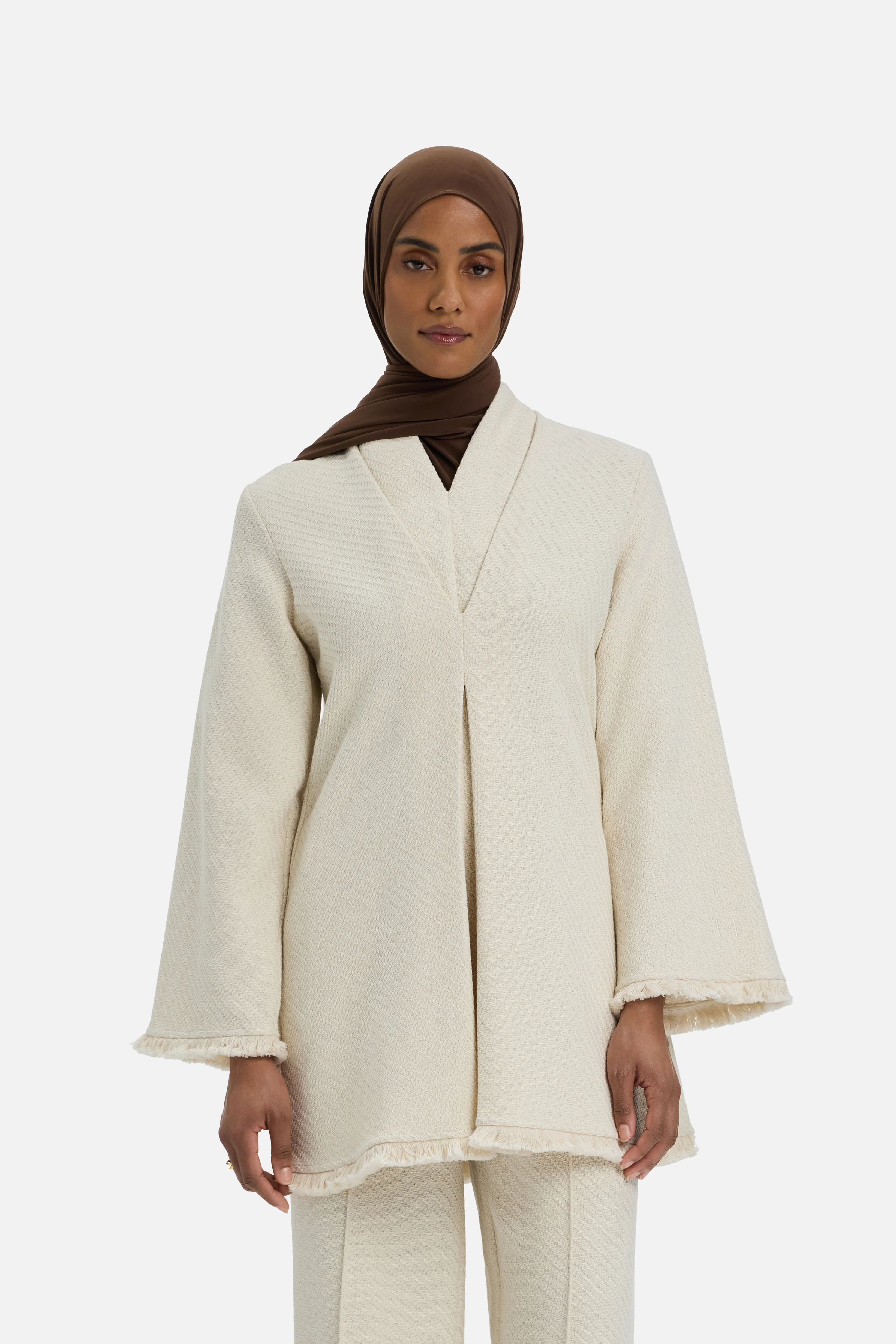 Fringe Trim Tunic Top | Off White - Image 4