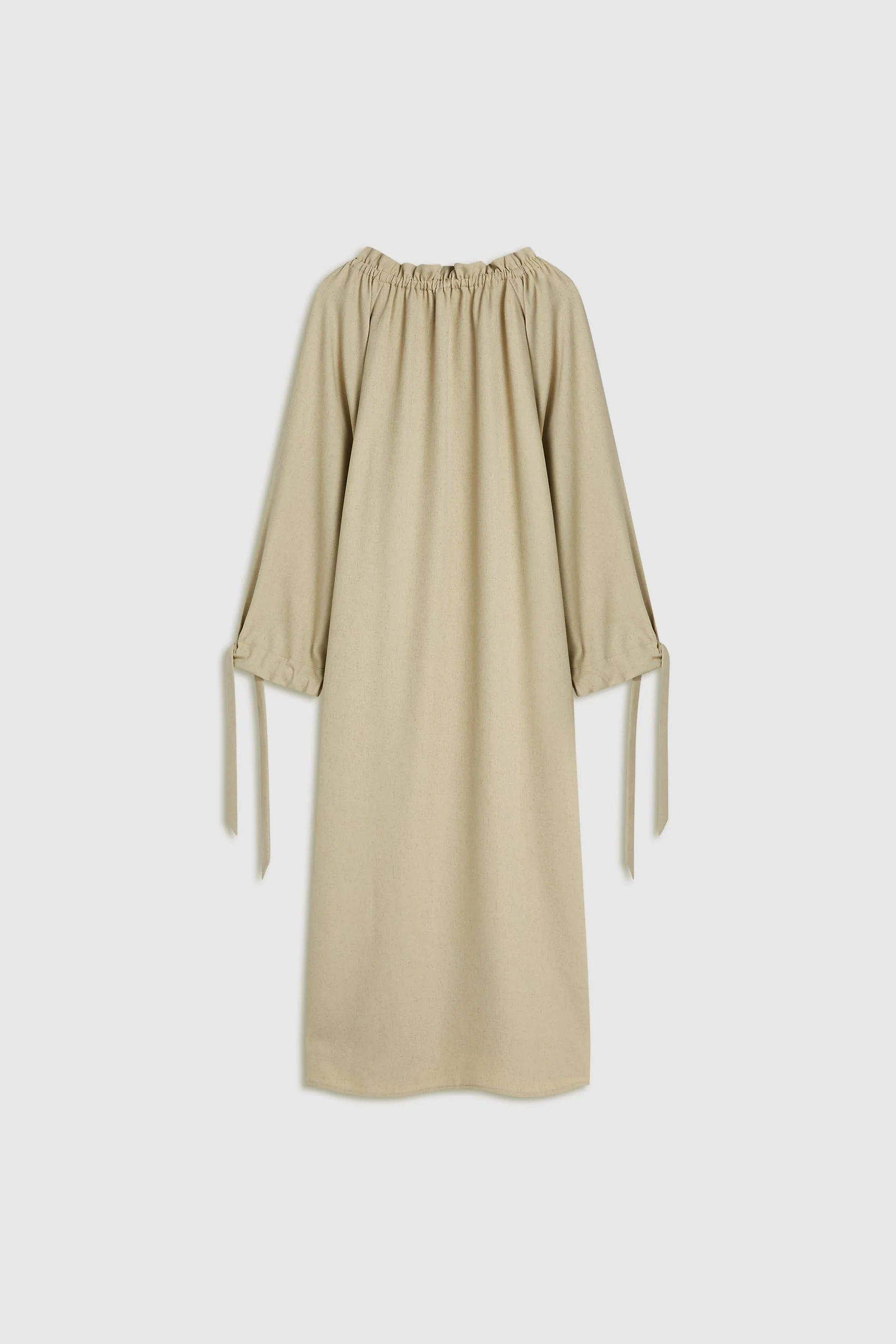Gathered Neck Dress | Warm Khaki - Image 5