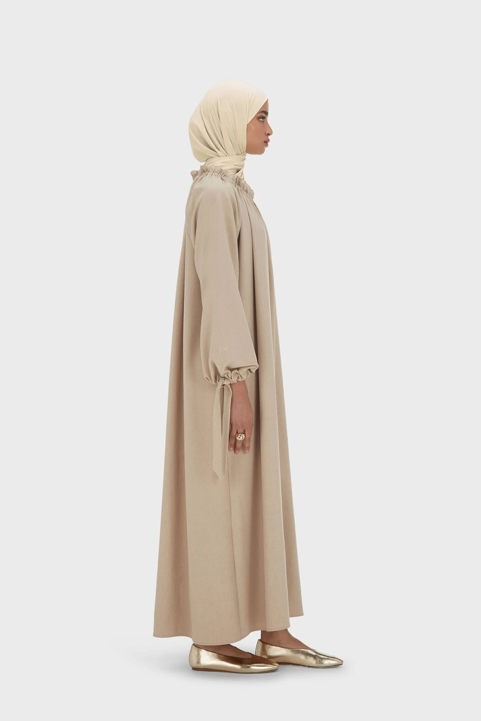 Gathered Neck Dress | White Pepper - Image 2