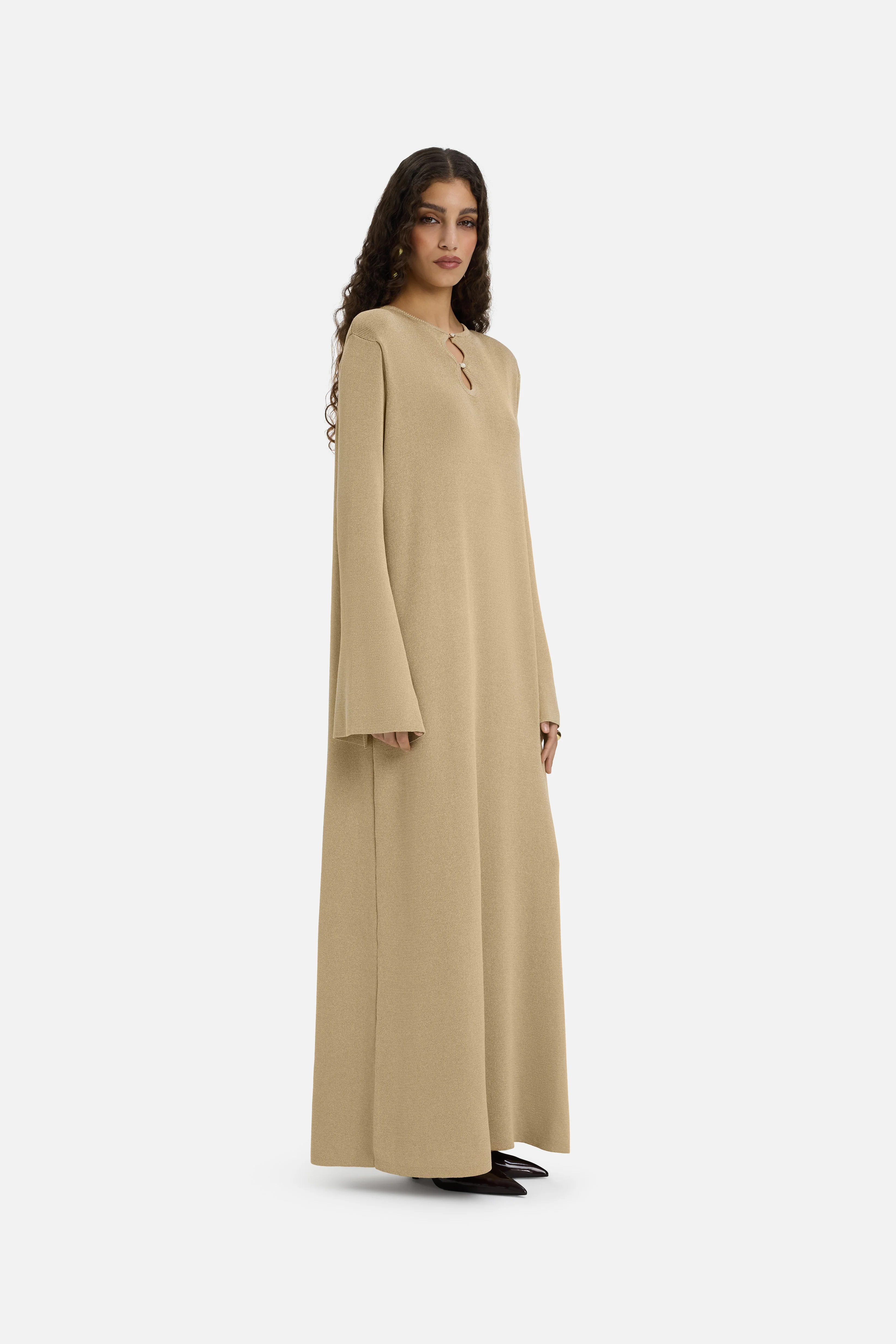 Gilded Knit Dress | Light Gold - Image 2