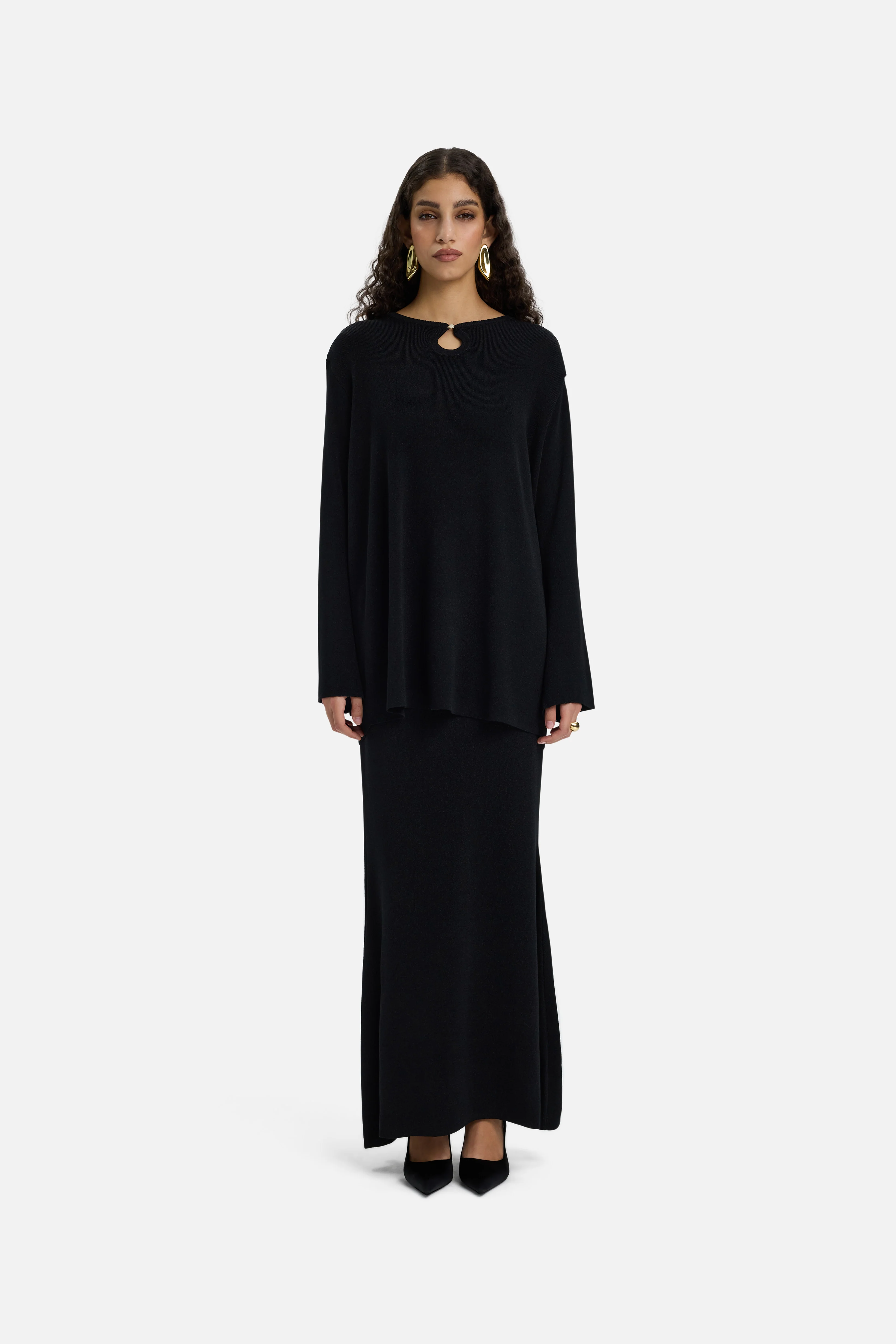 Gilded Knit Skirt | Black
