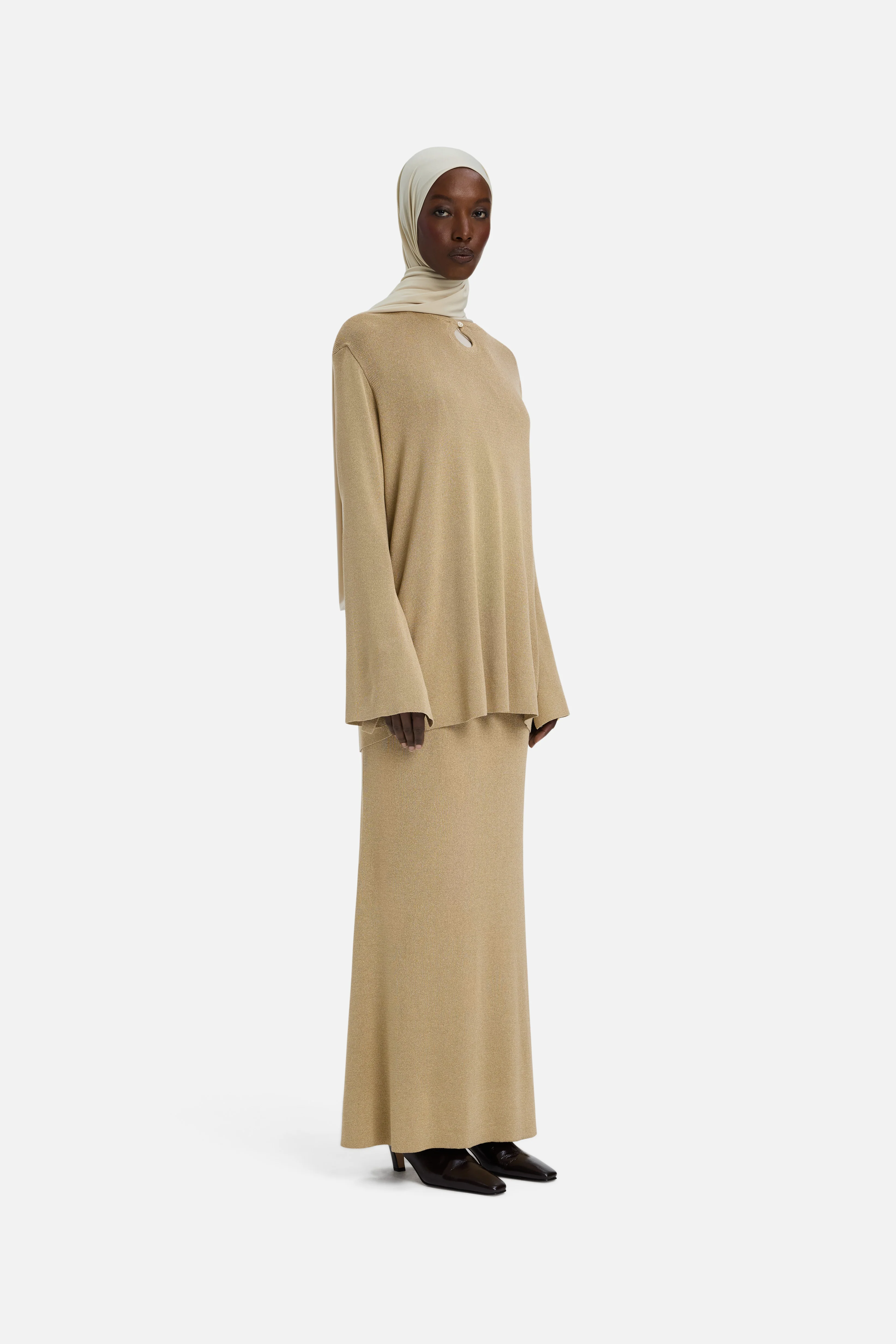 Gilded Knit Skirt | Light Gold - Image 2