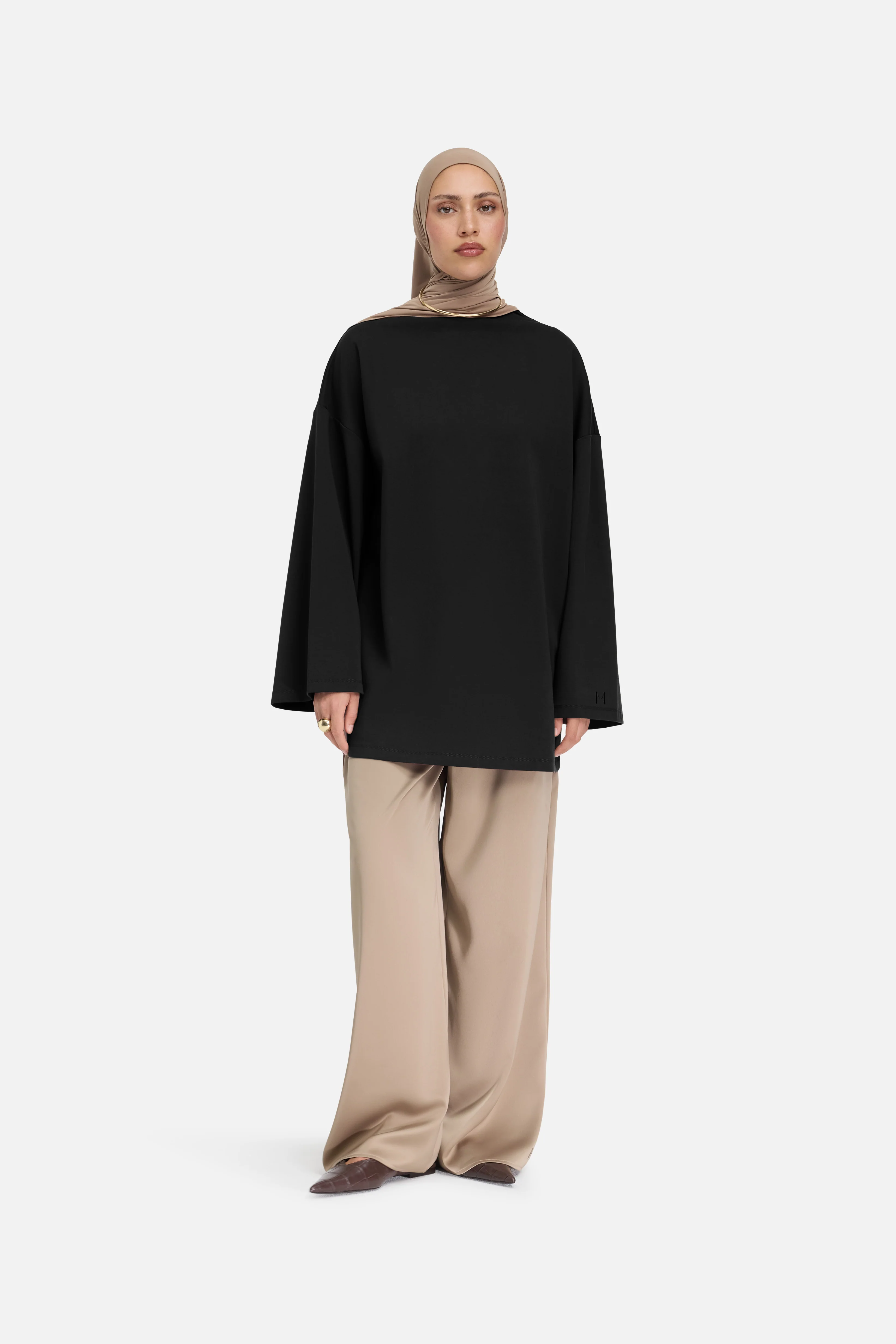High Neck Tee | Black - Image 2
