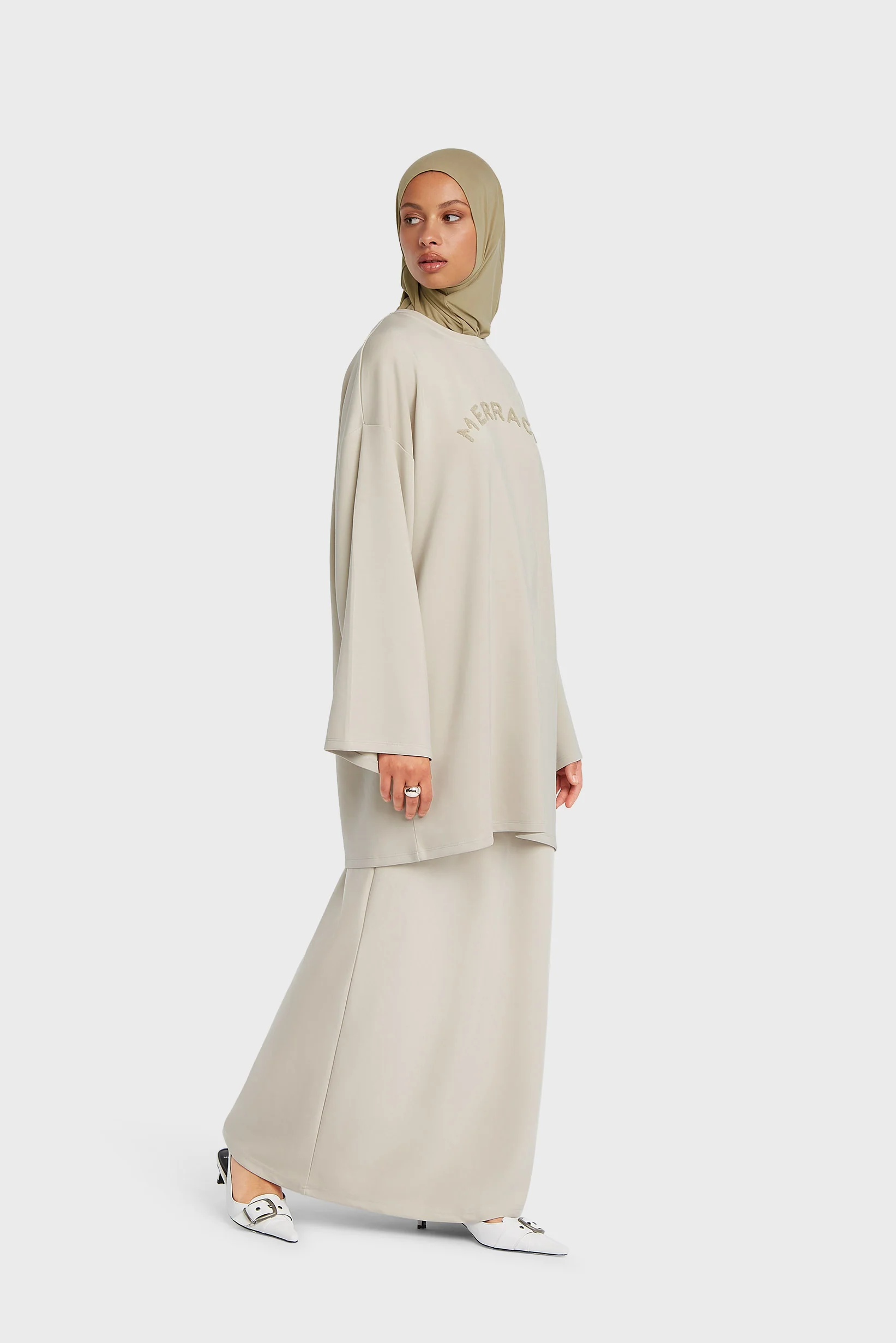 Jersey Modal Skirt | Soft Taupe - Image 2