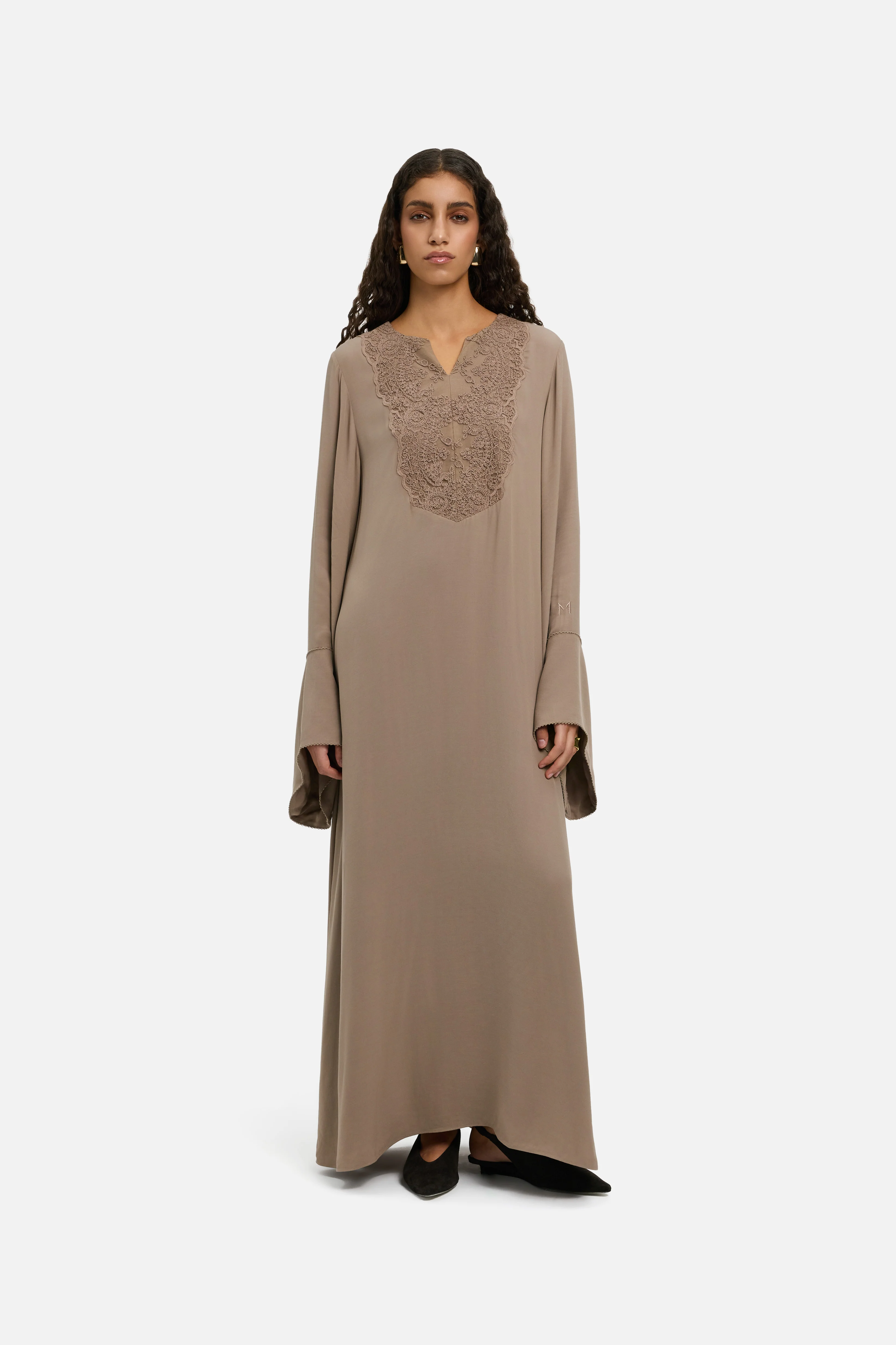 Kaftan Lace Dress | Khaki