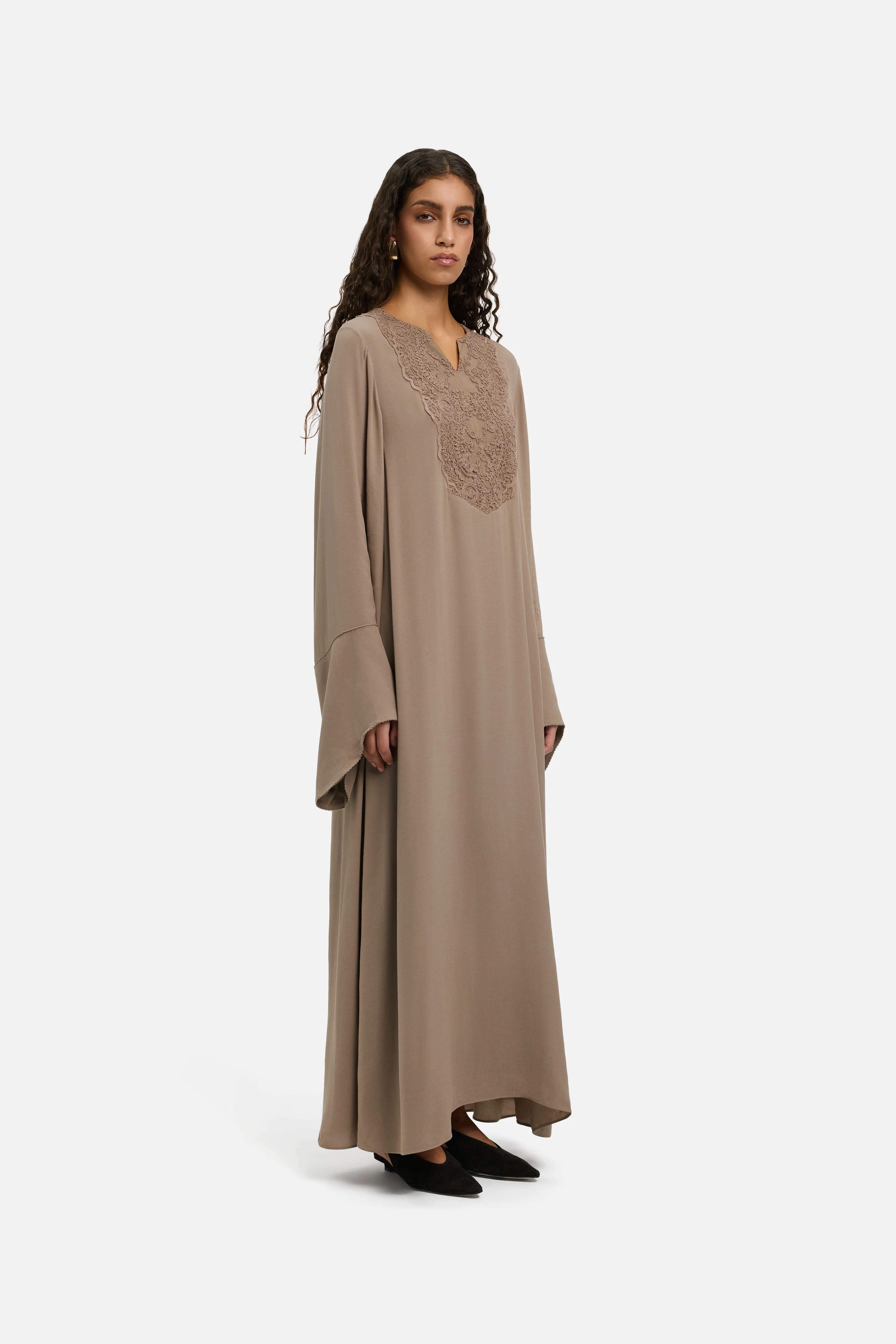 Kaftan Lace Dress | Khaki - Image 2