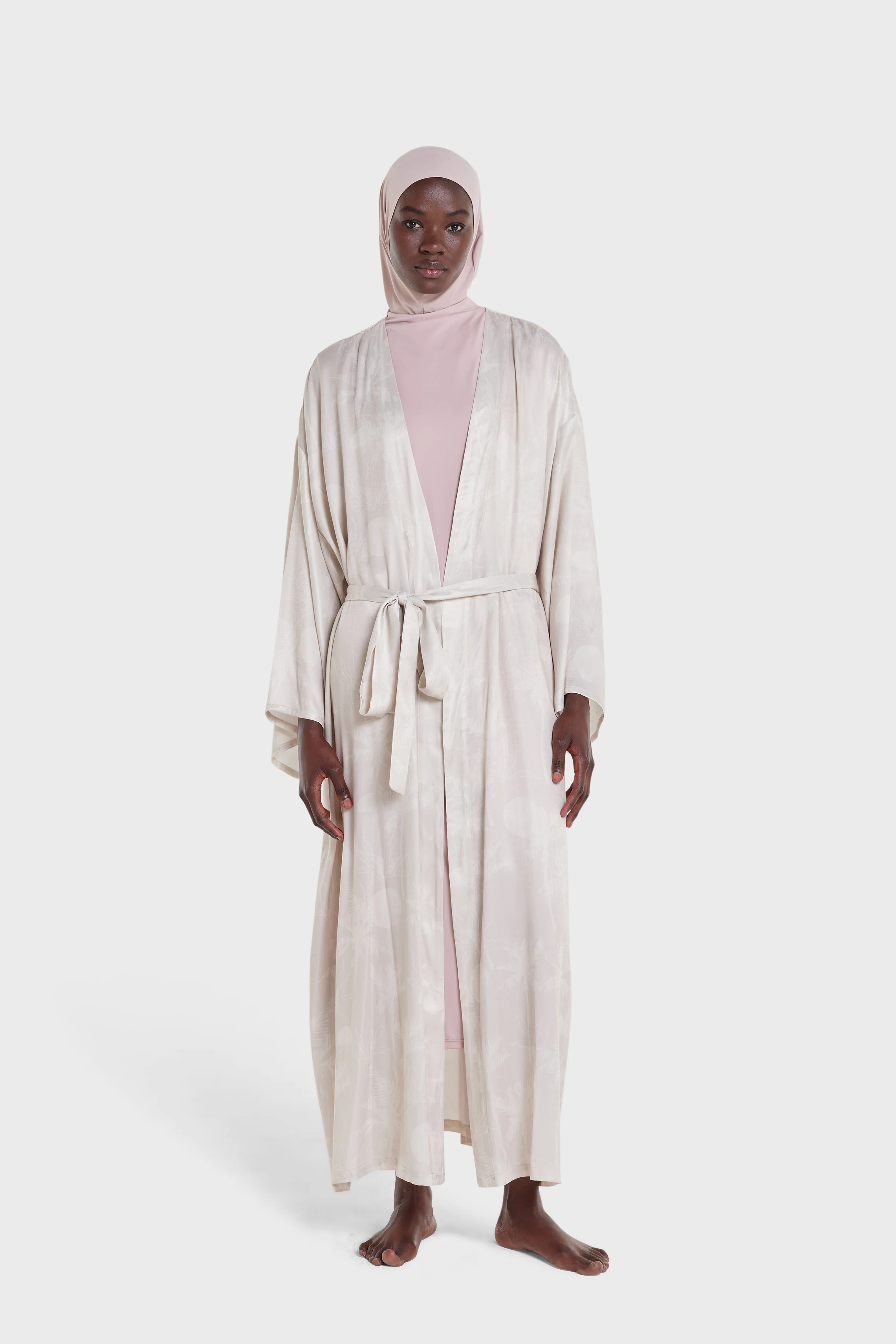 Kimono | Palm Print Moon Grey