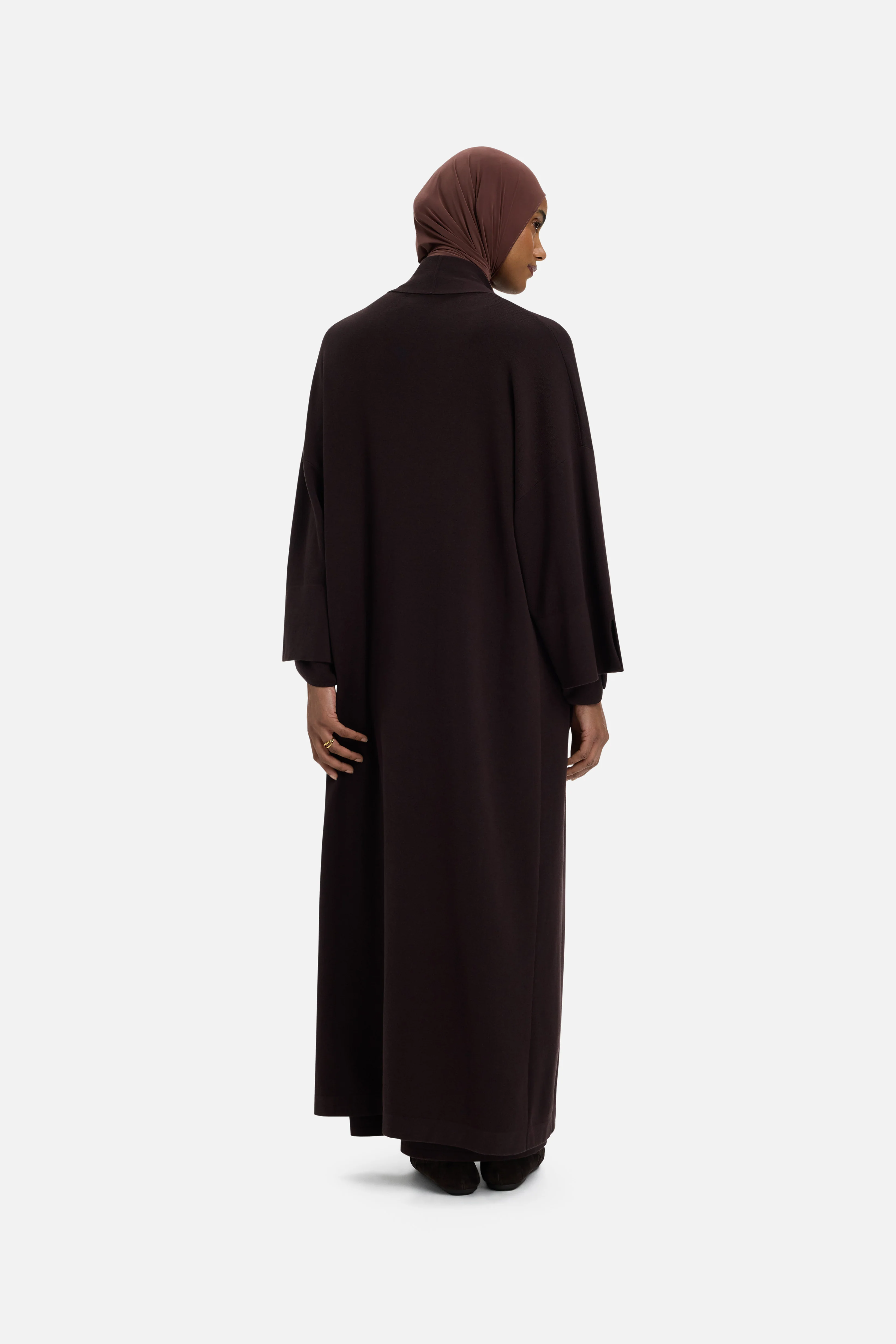 Knitted Abaya | Dark Brown - Image 3