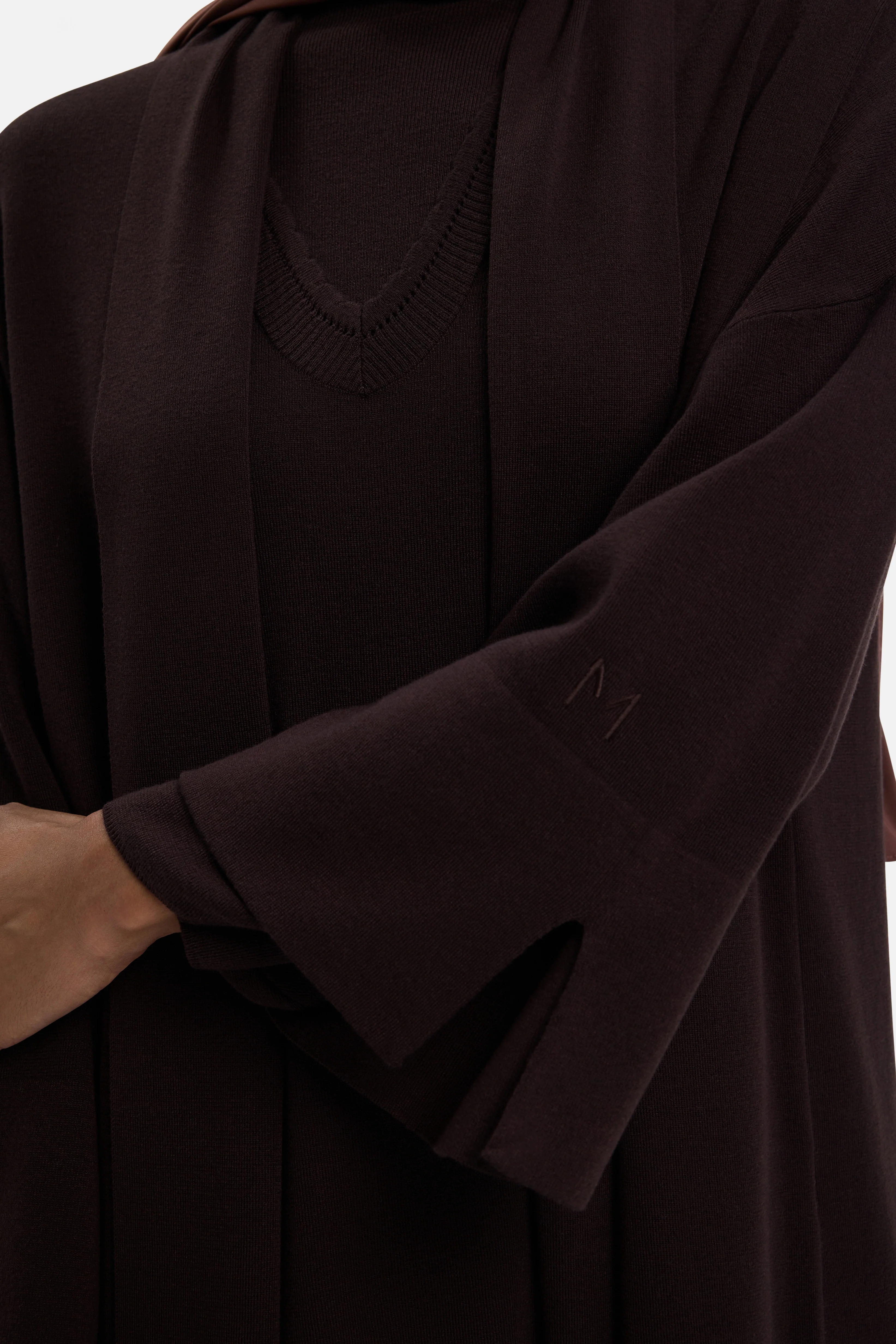 Knitted Abaya | Dark Brown - Image 4