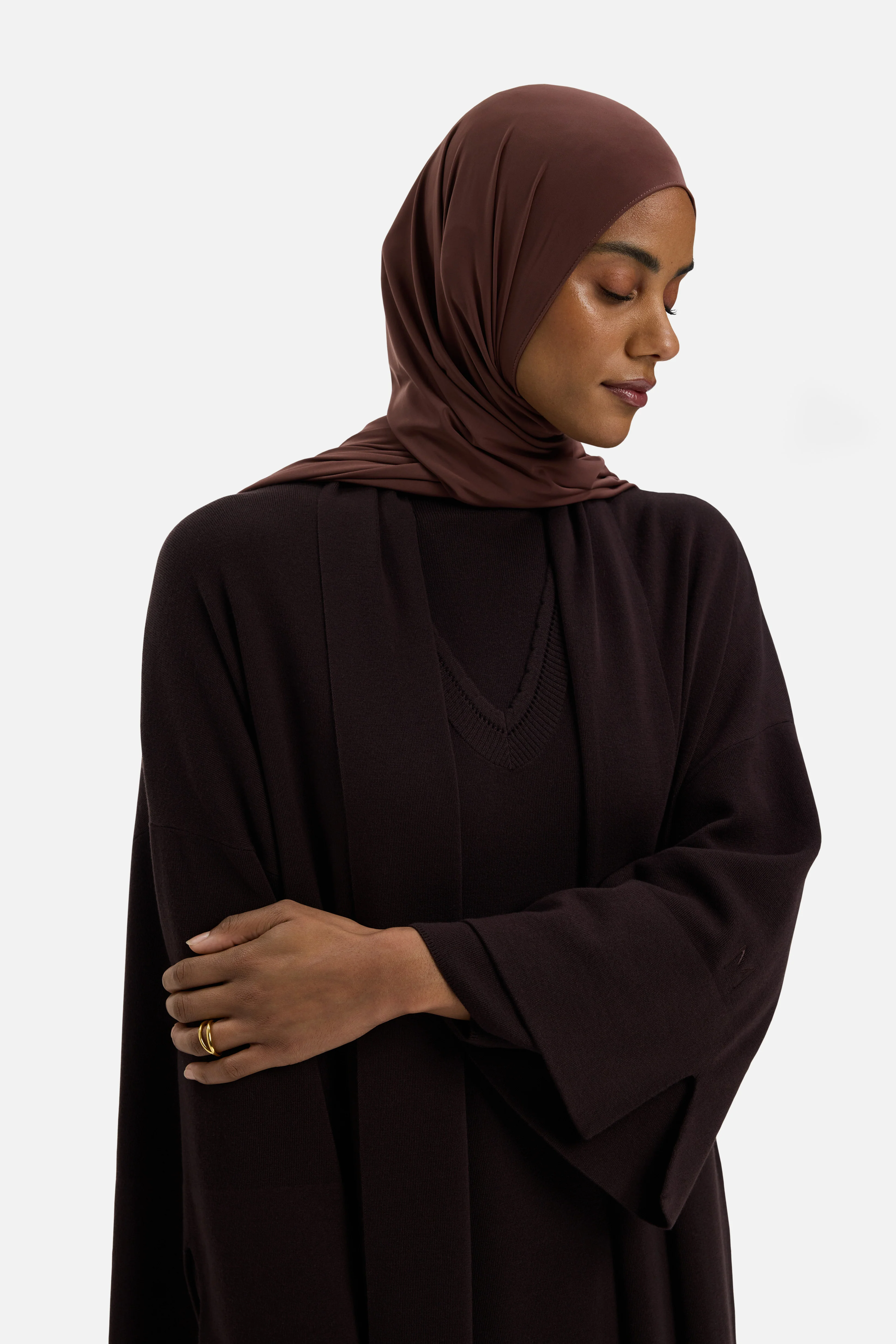 Knitted Abaya | Dark Brown - Image 5