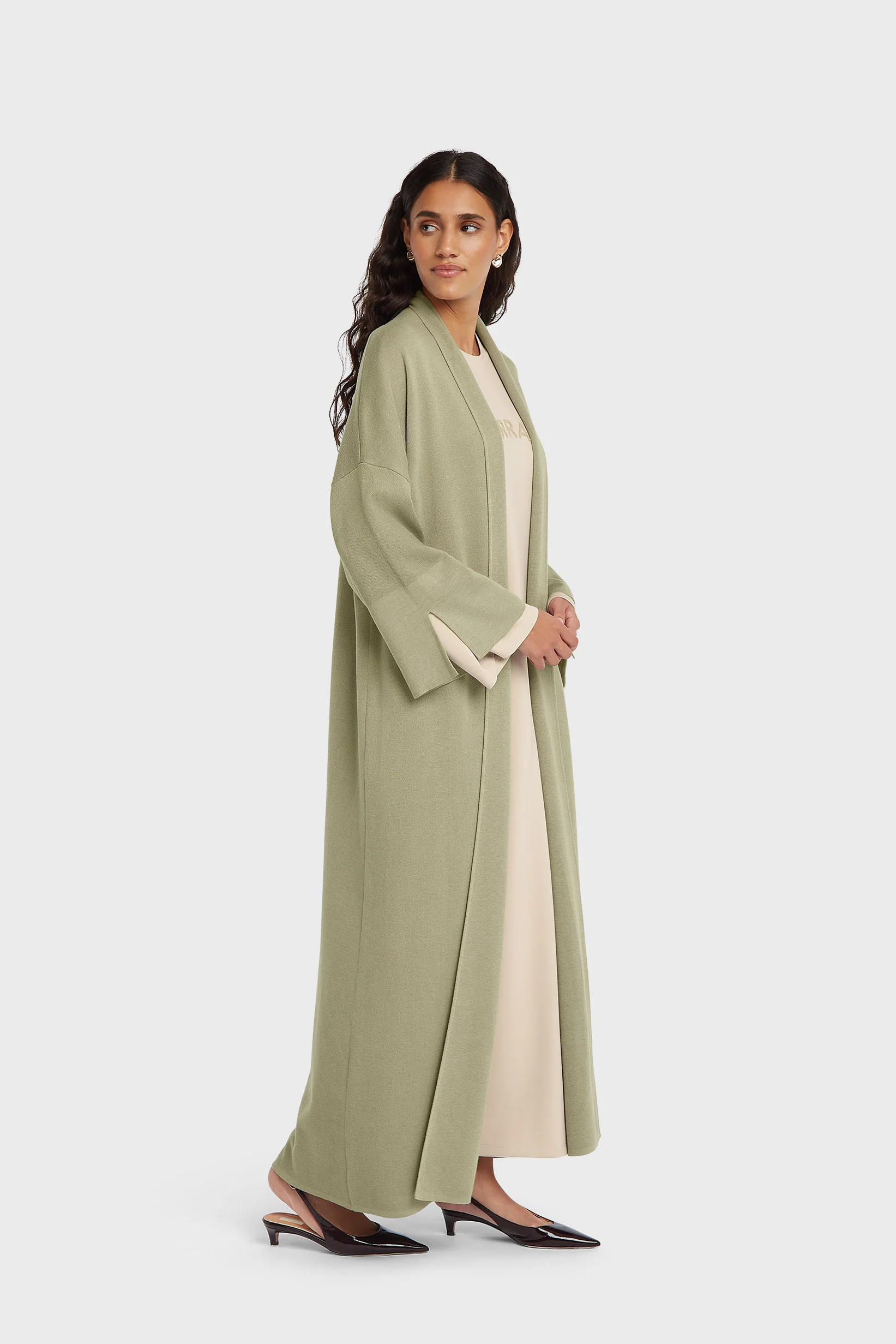 Knitted Abaya | Soft Sage - Image 2