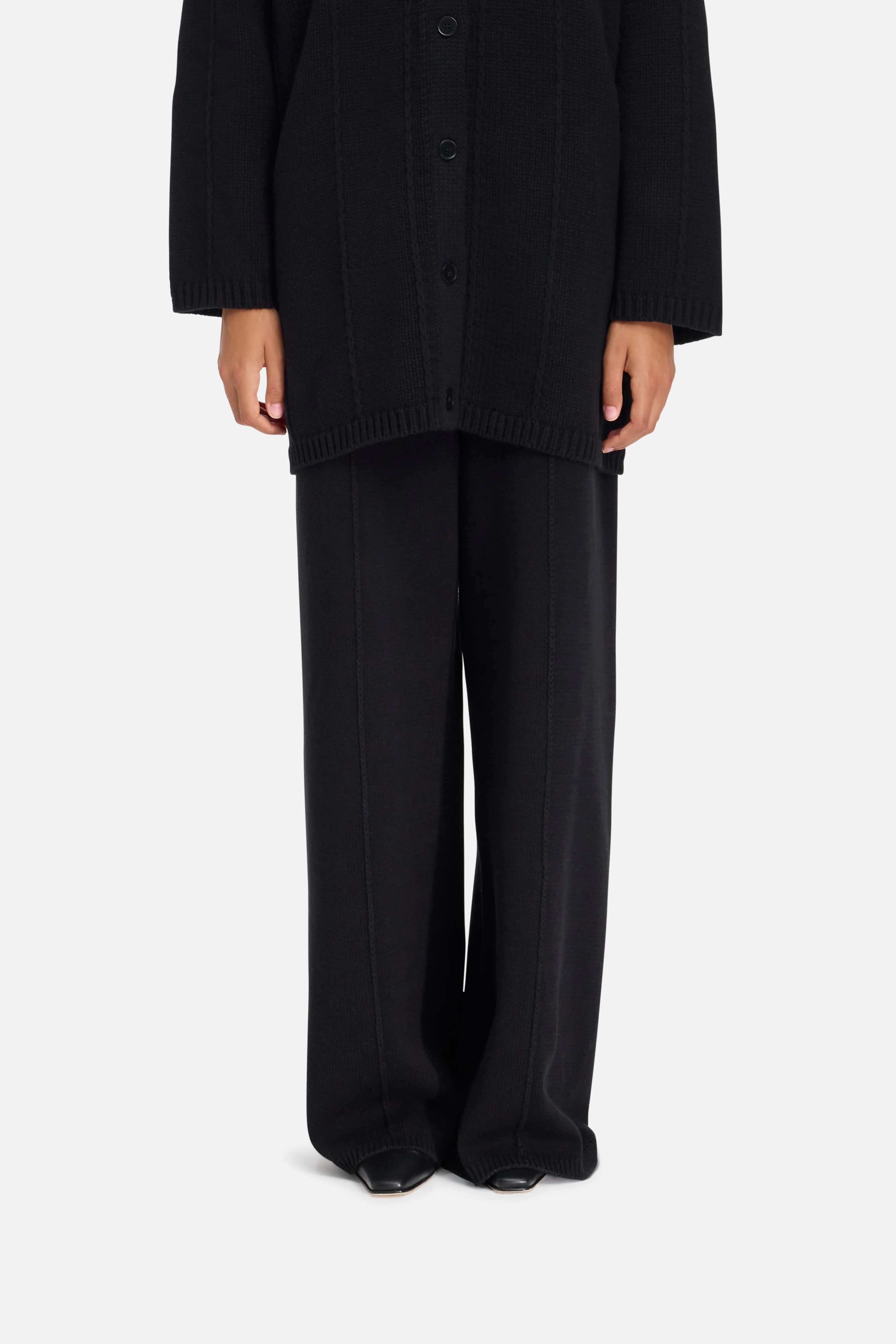Knitted Cable Pants | Black - Image 3
