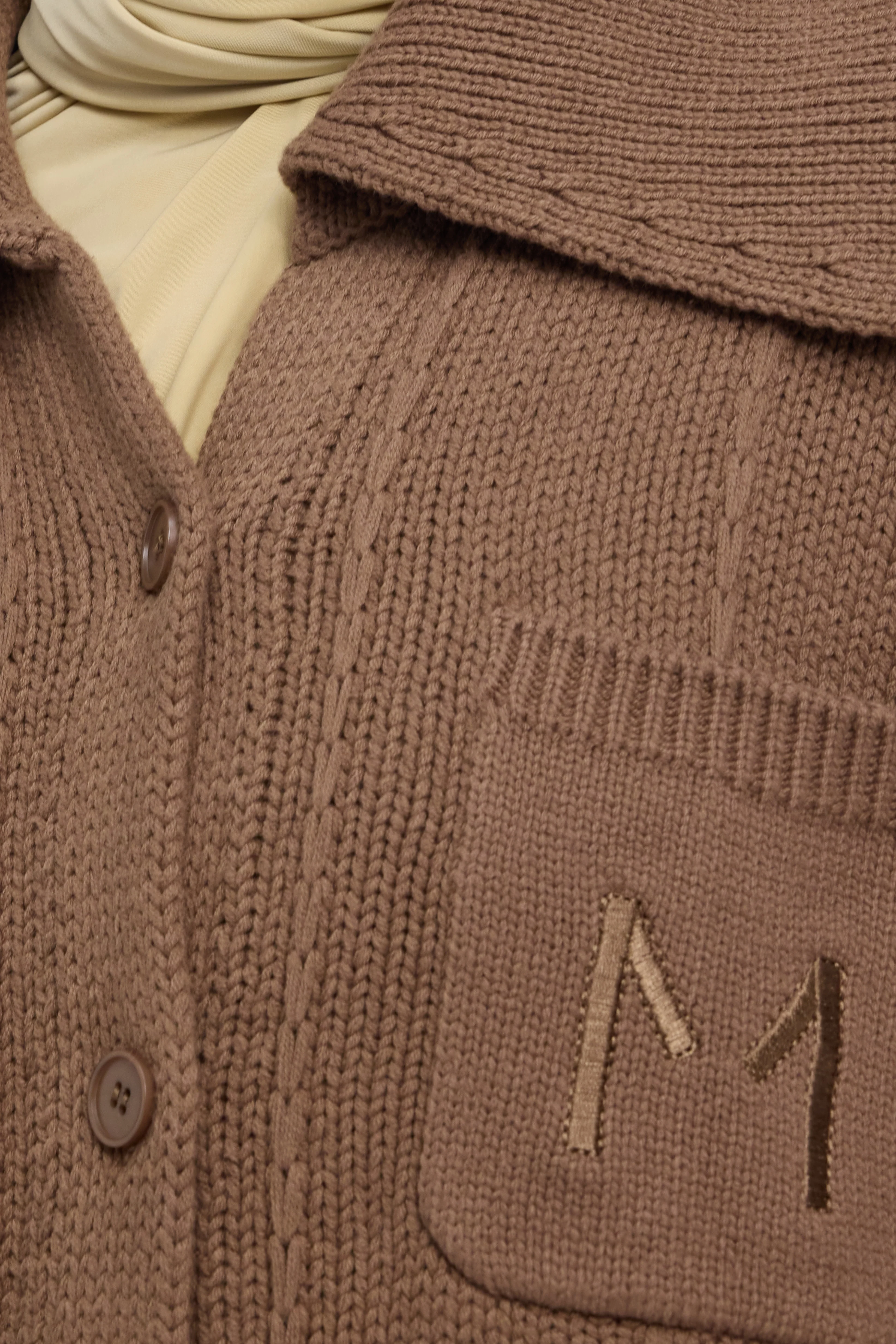 Knitted Collar Cardigan | Chocolate - Image 4