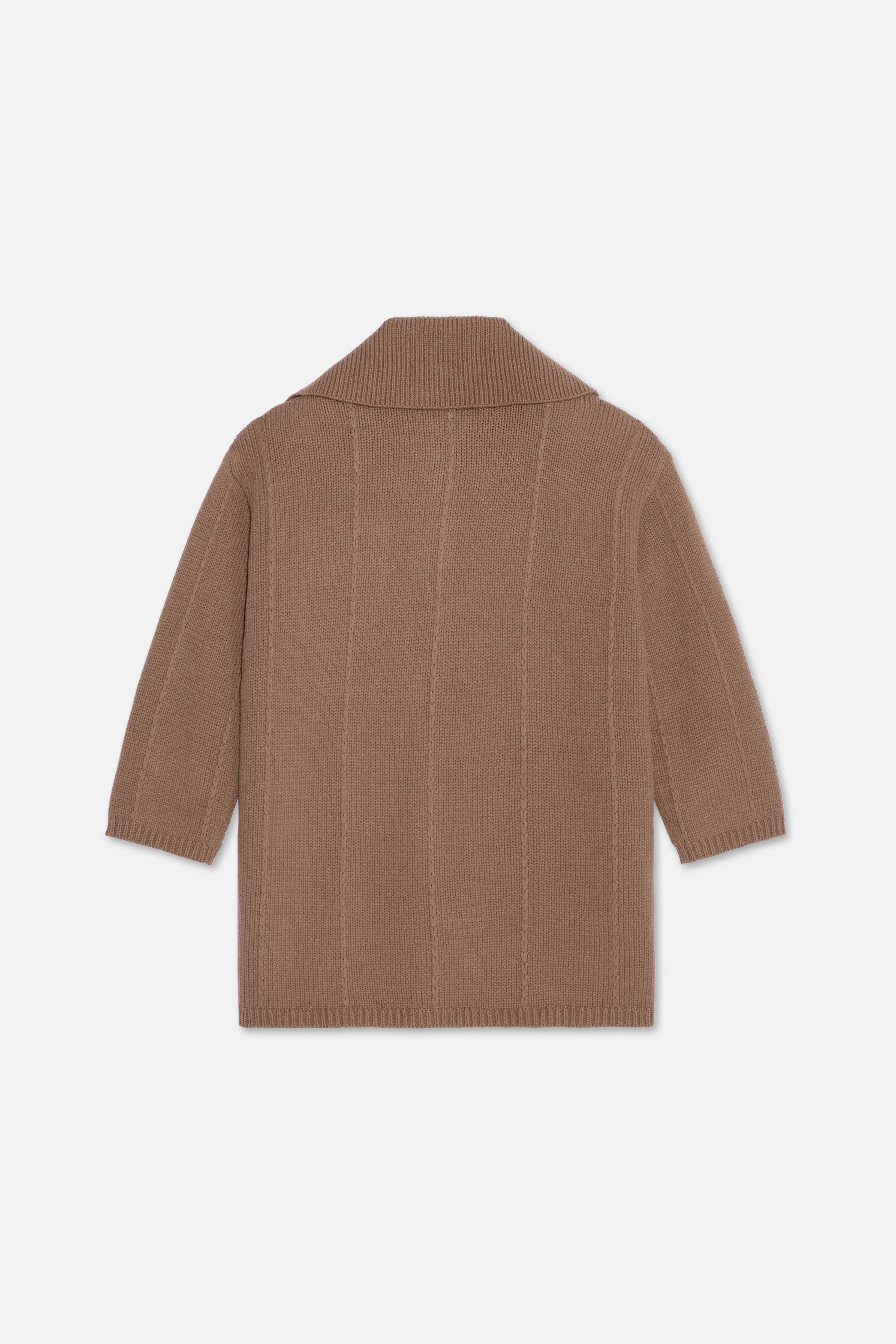 Knitted Collar Cardigan | Chocolate - Image 6