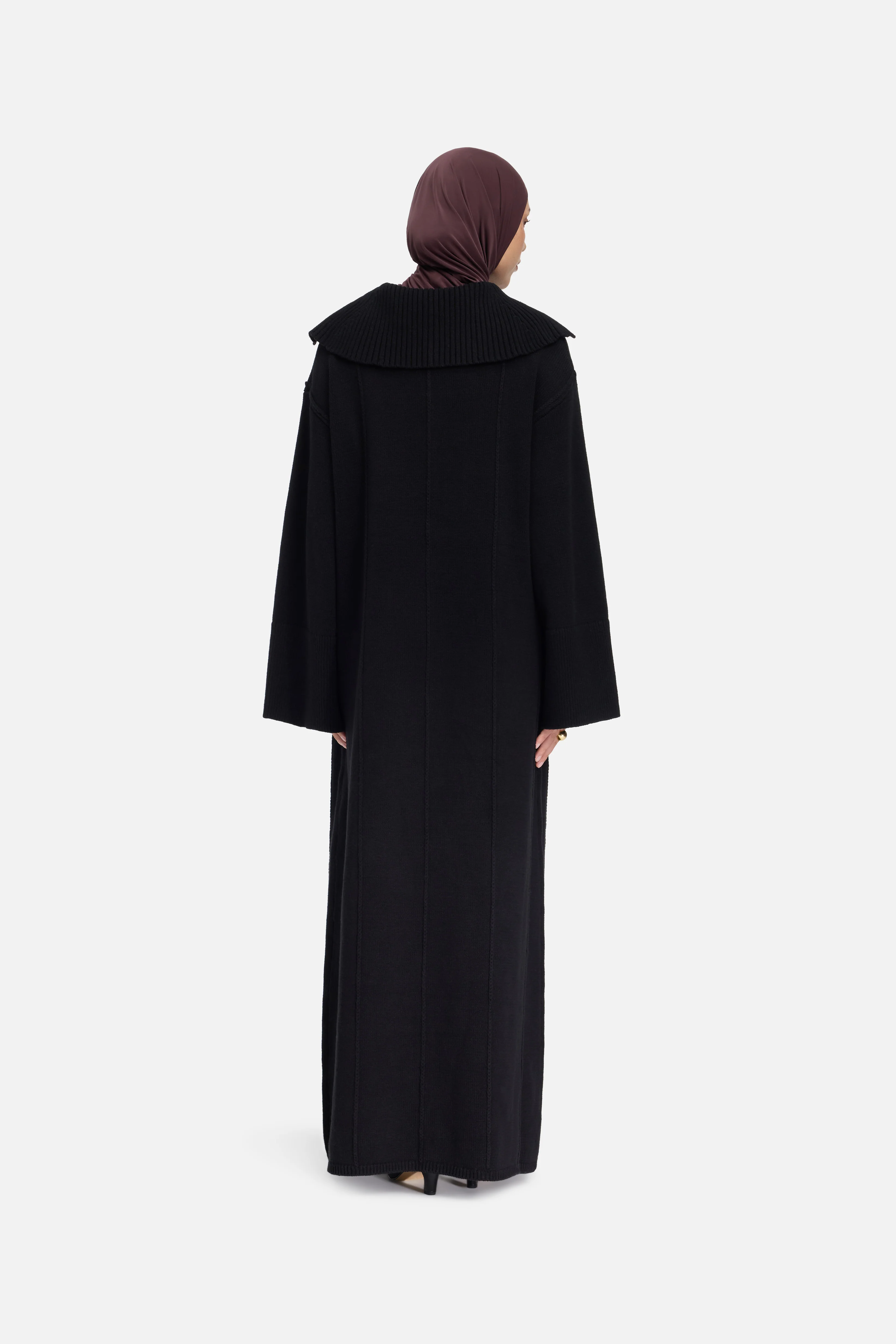 Knitted Collar Dress | Black - Image 3