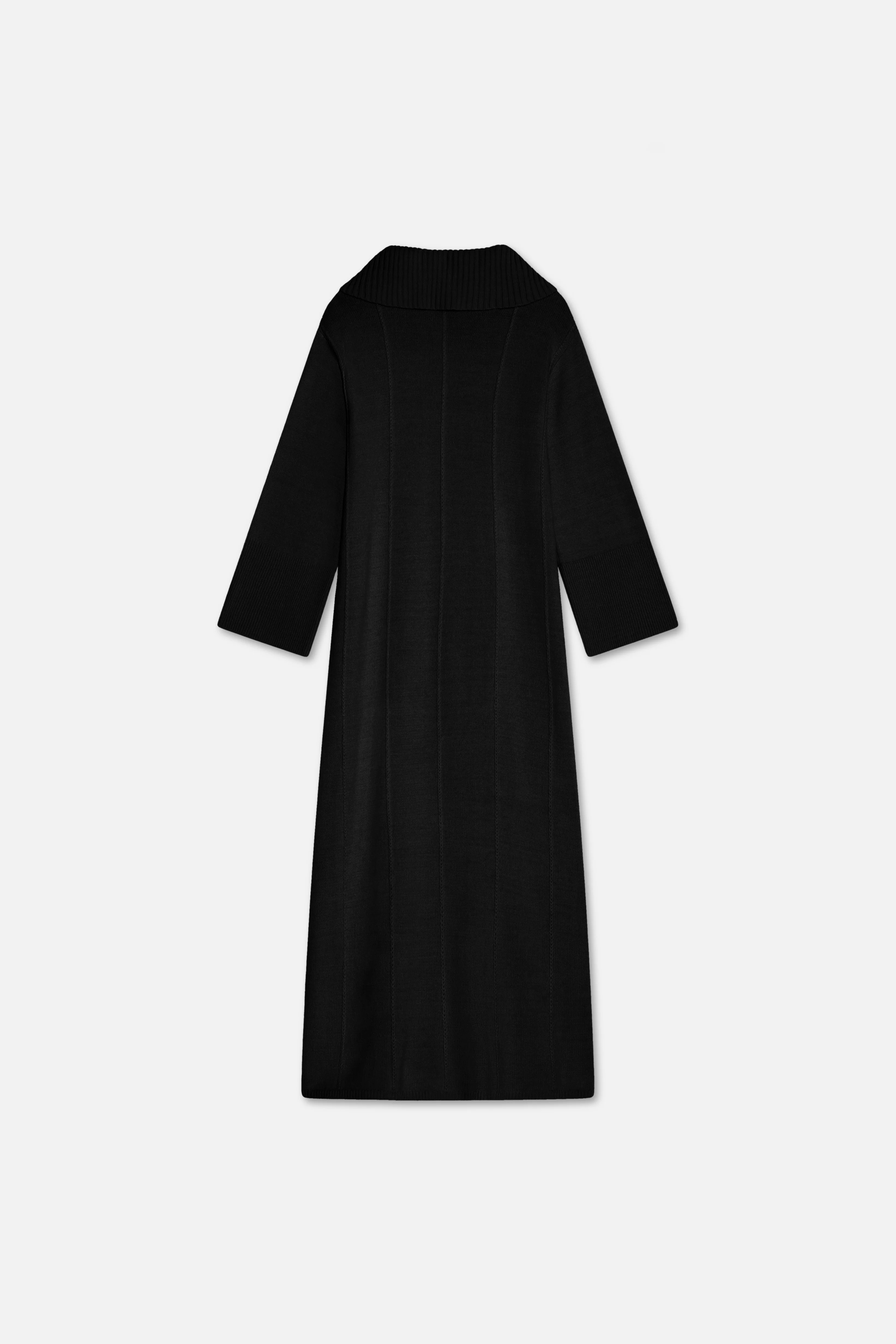 Knitted Collar Dress | Black - Image 6