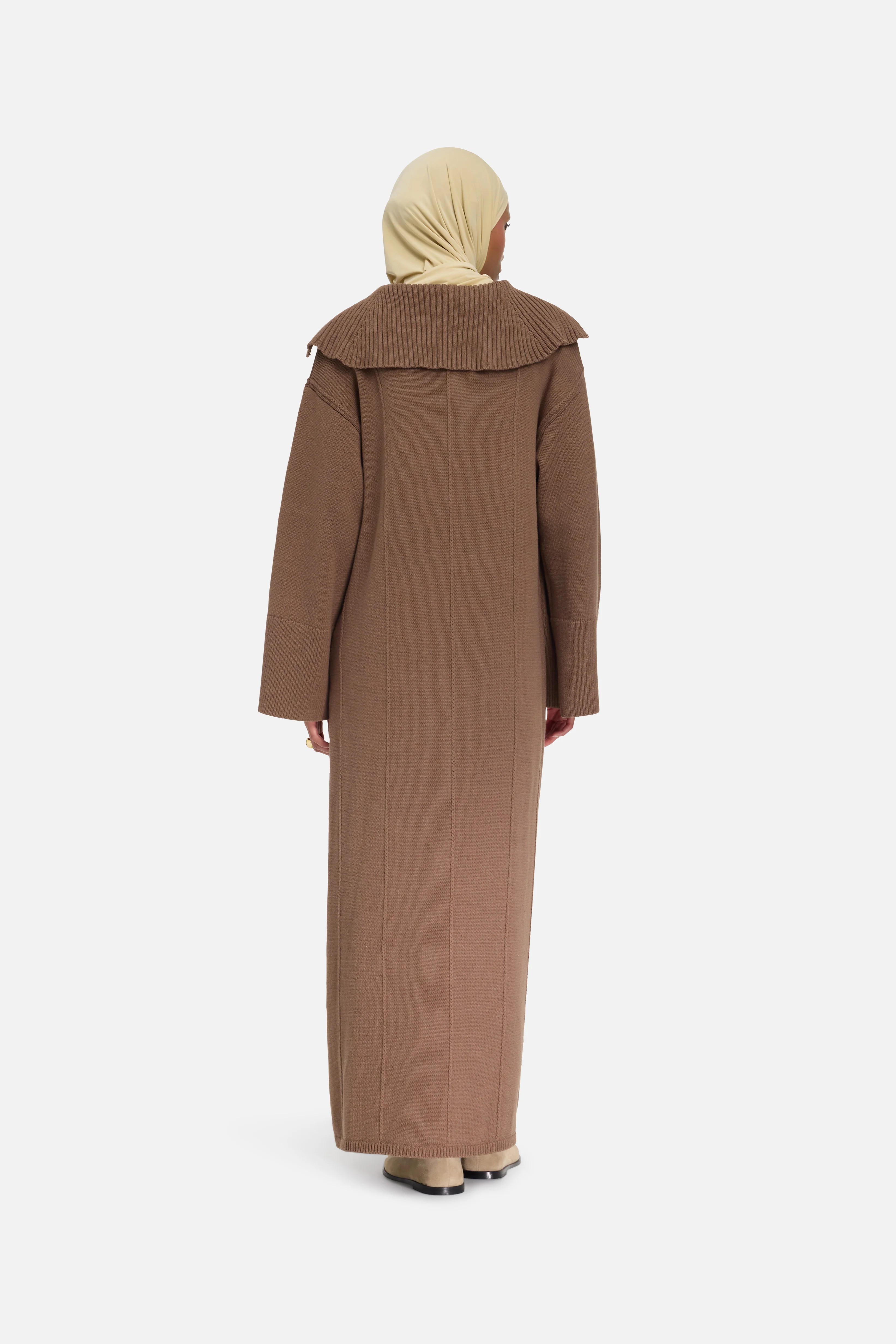 Knitted Collar Dress | Chocolate - Image 4