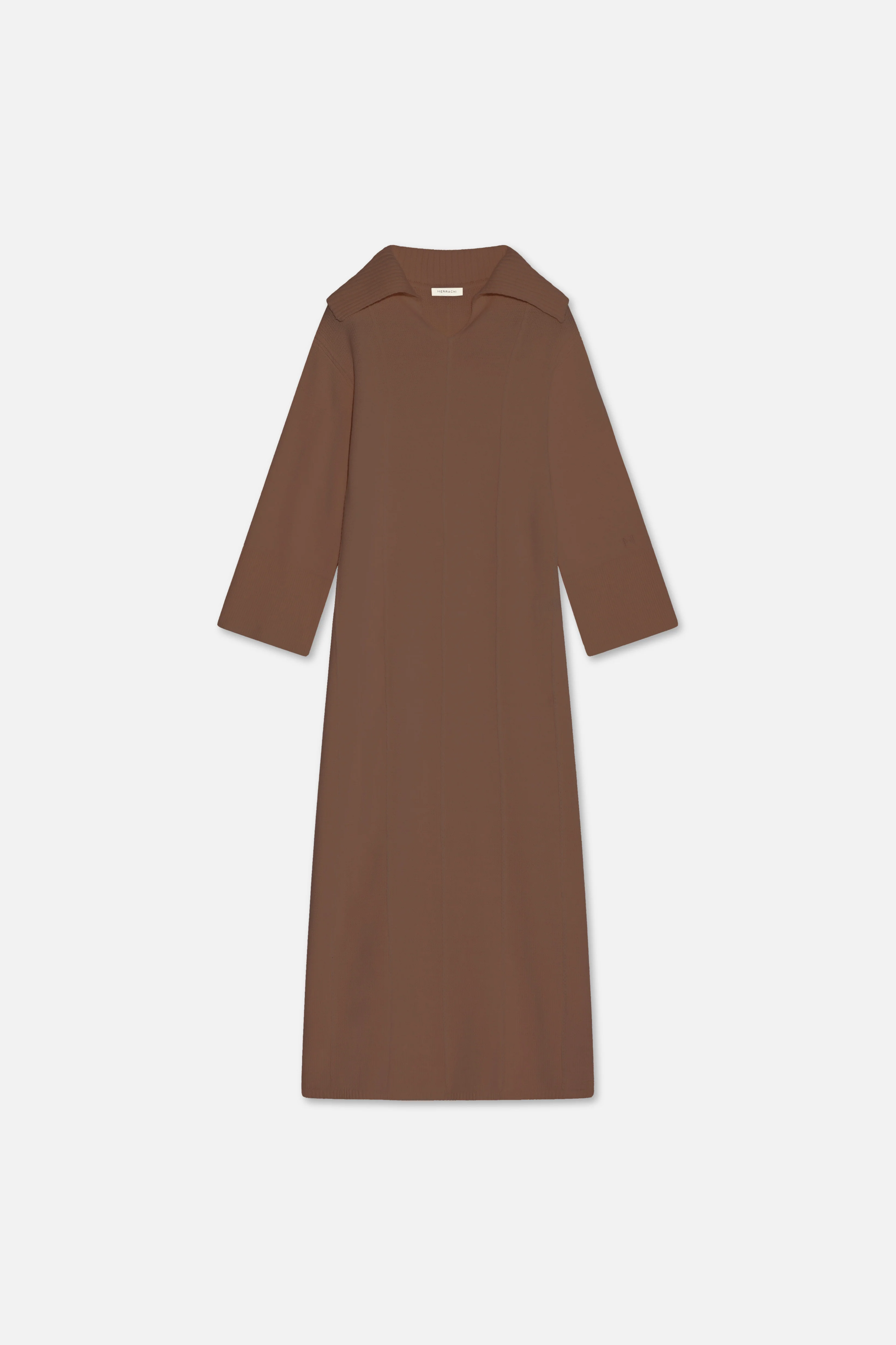 Knitted Collar Dress | Chocolate - Image 5