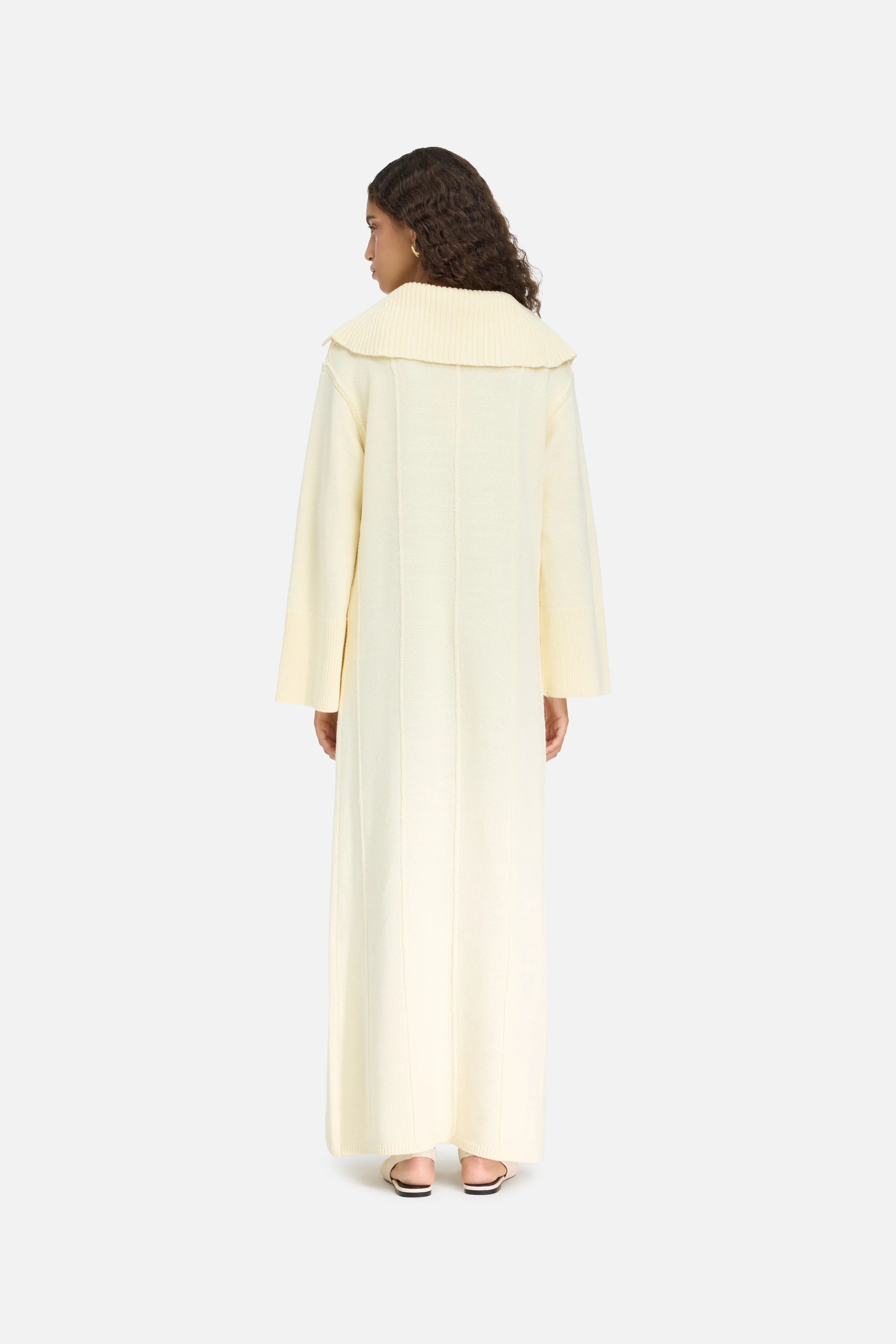 Knitted Collar Dress | Porcelain - Image 3