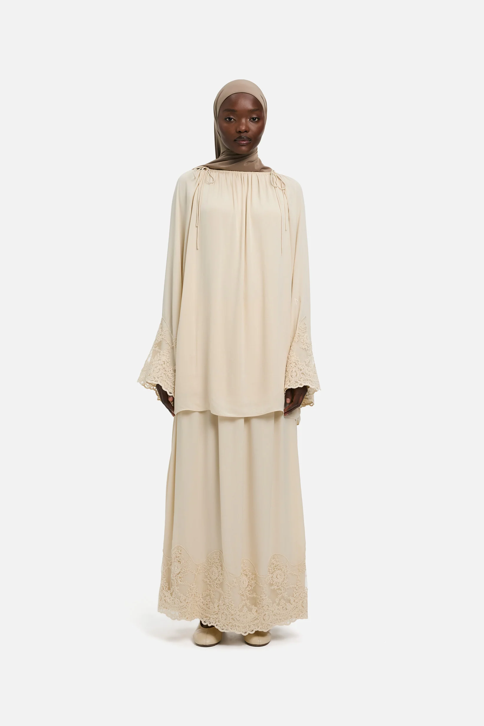 Lace Detailed Skirt | Sand