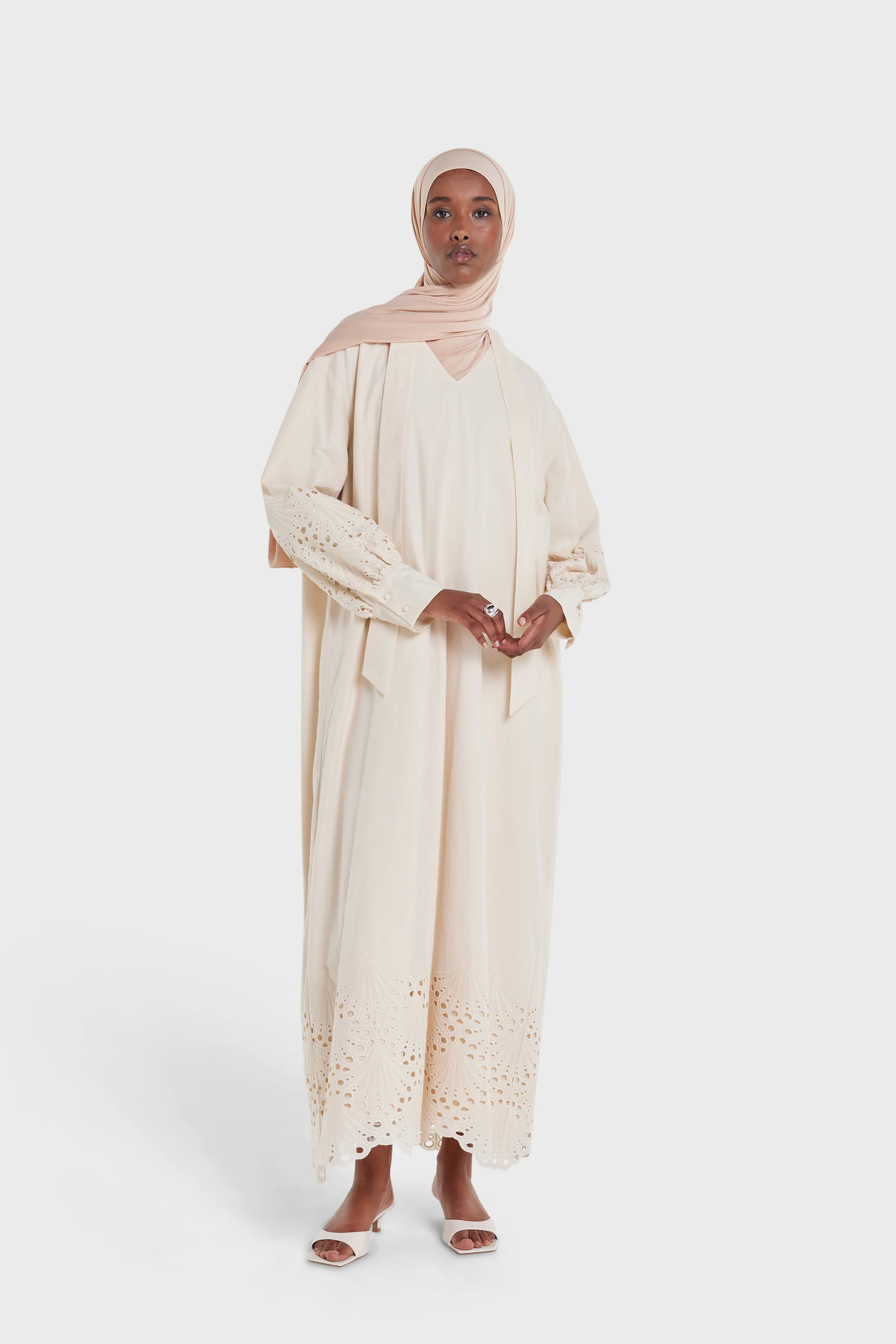 Lace Insert Dress | Moon Grey - Image 2