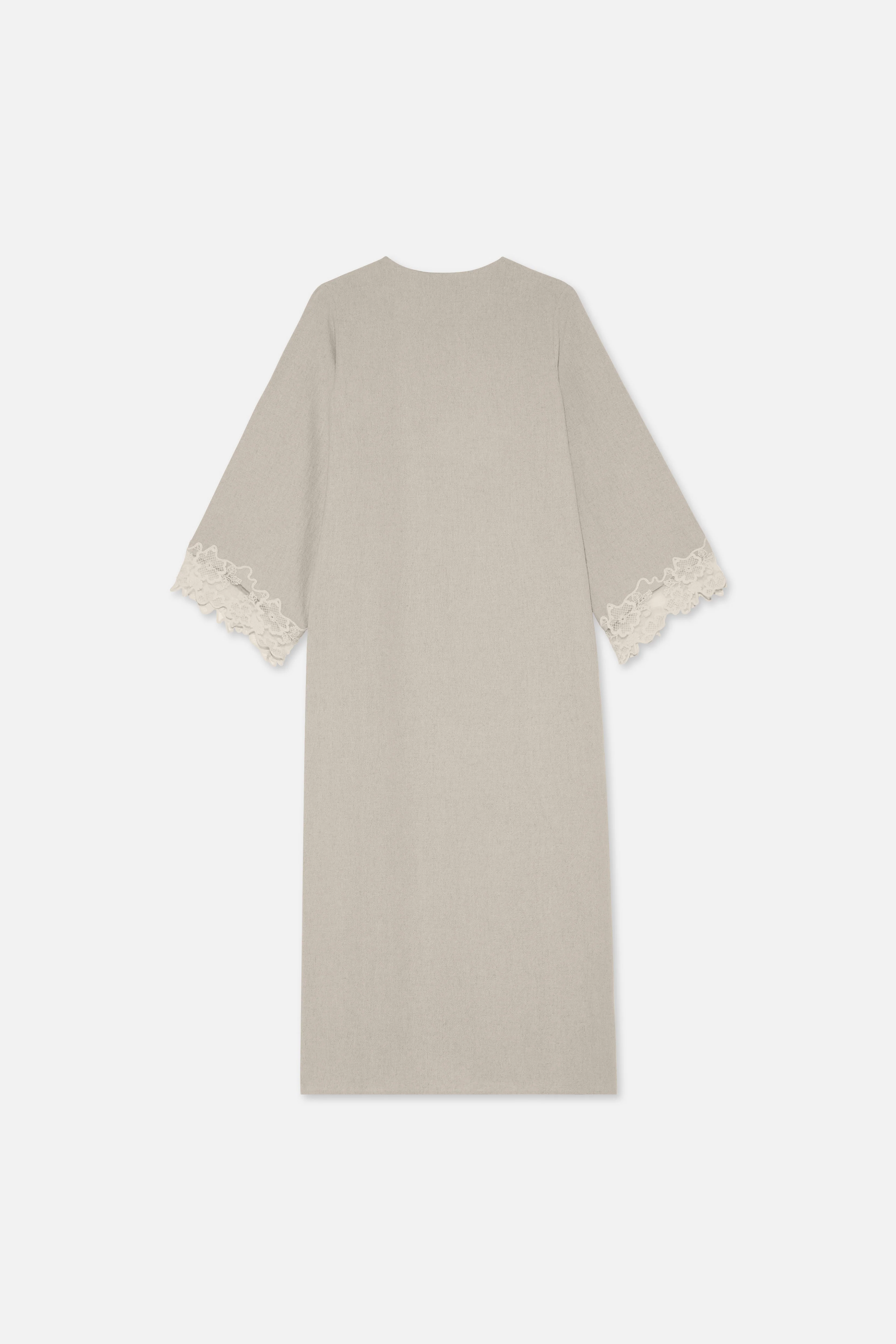 Lace Trim Abaya | Grey Sand - Image 7