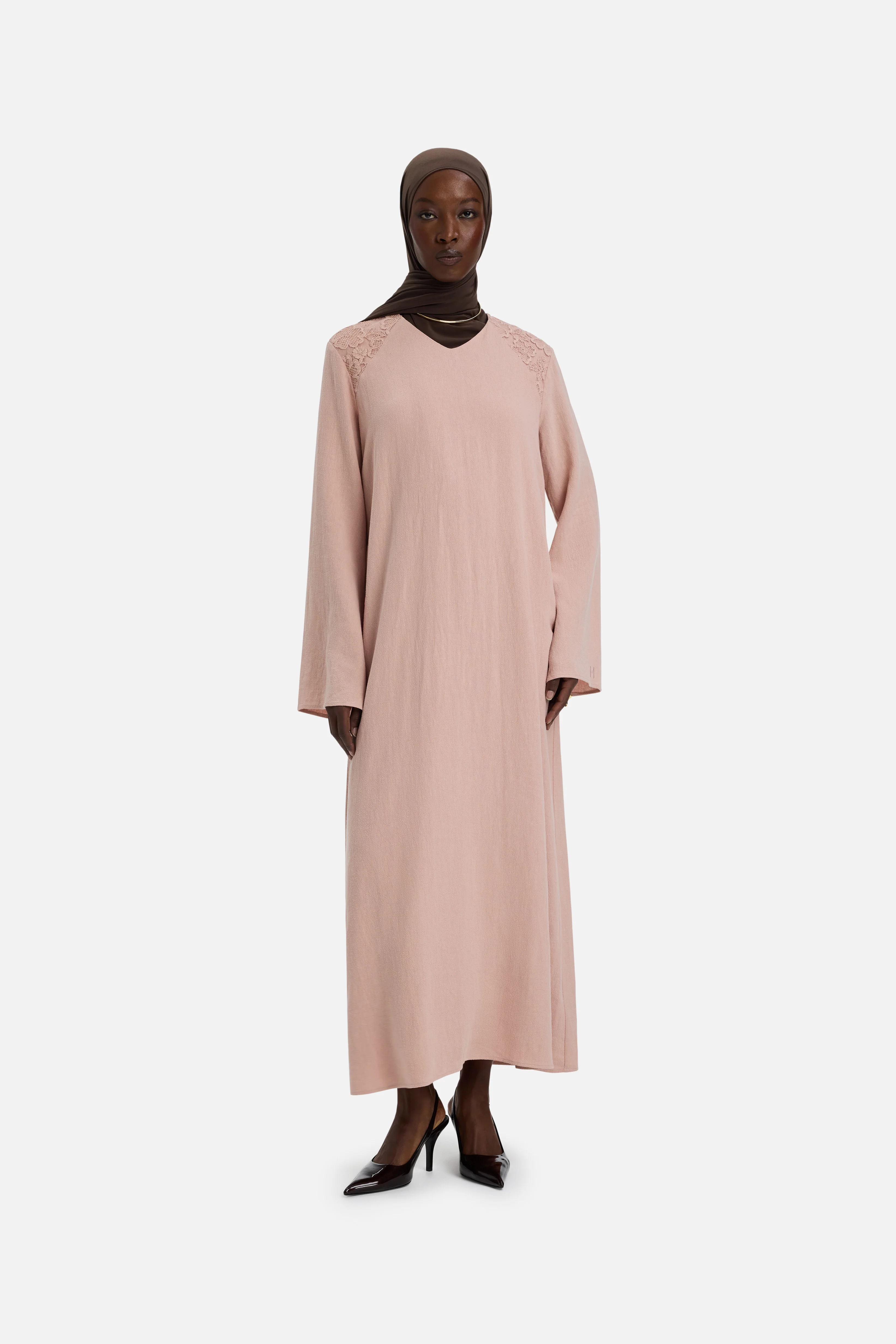 Lace Trim Dress | Deep Rose