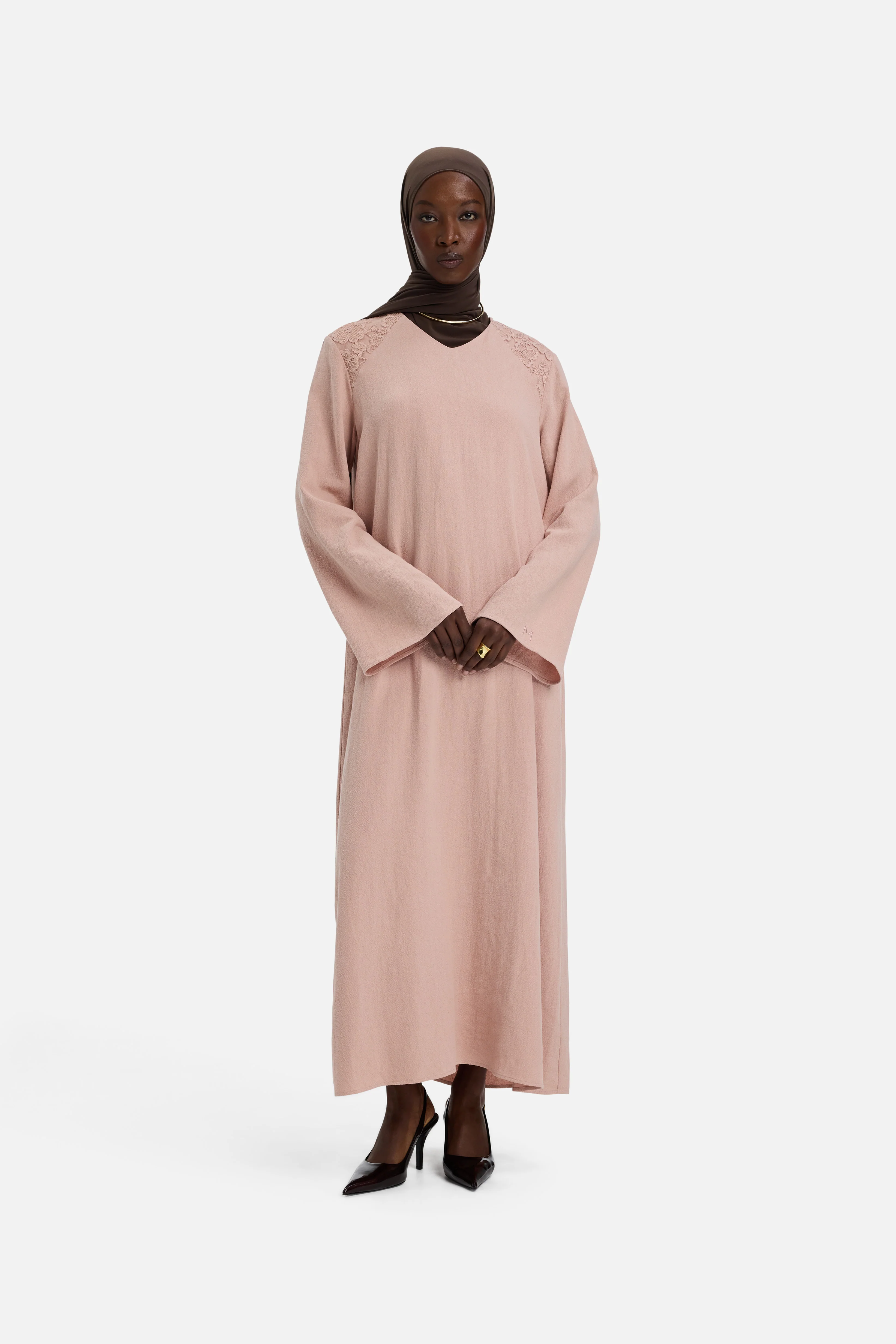 Lace Trim Dress | Deep Rose - Image 2