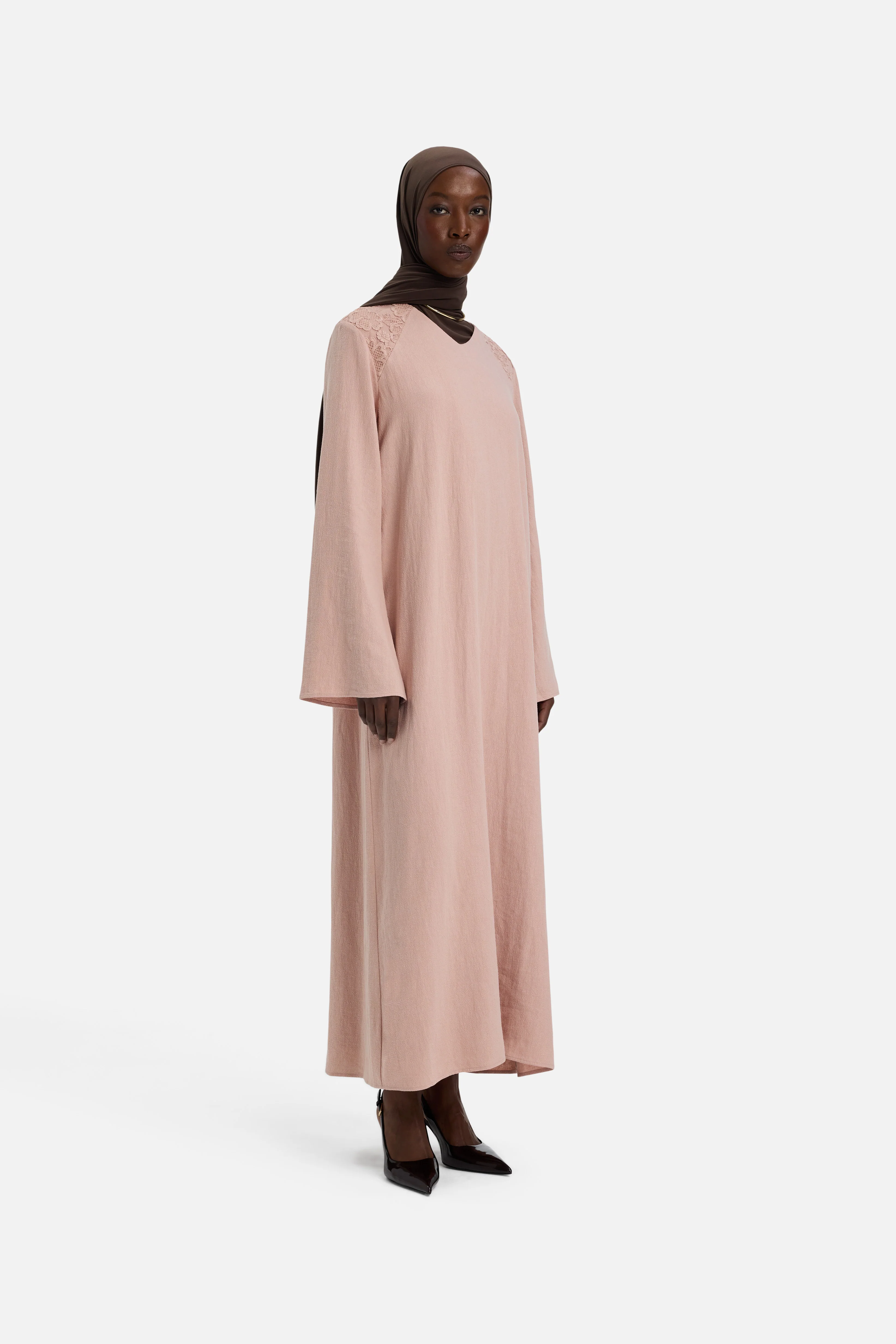 Lace Trim Dress | Deep Rose - Image 3