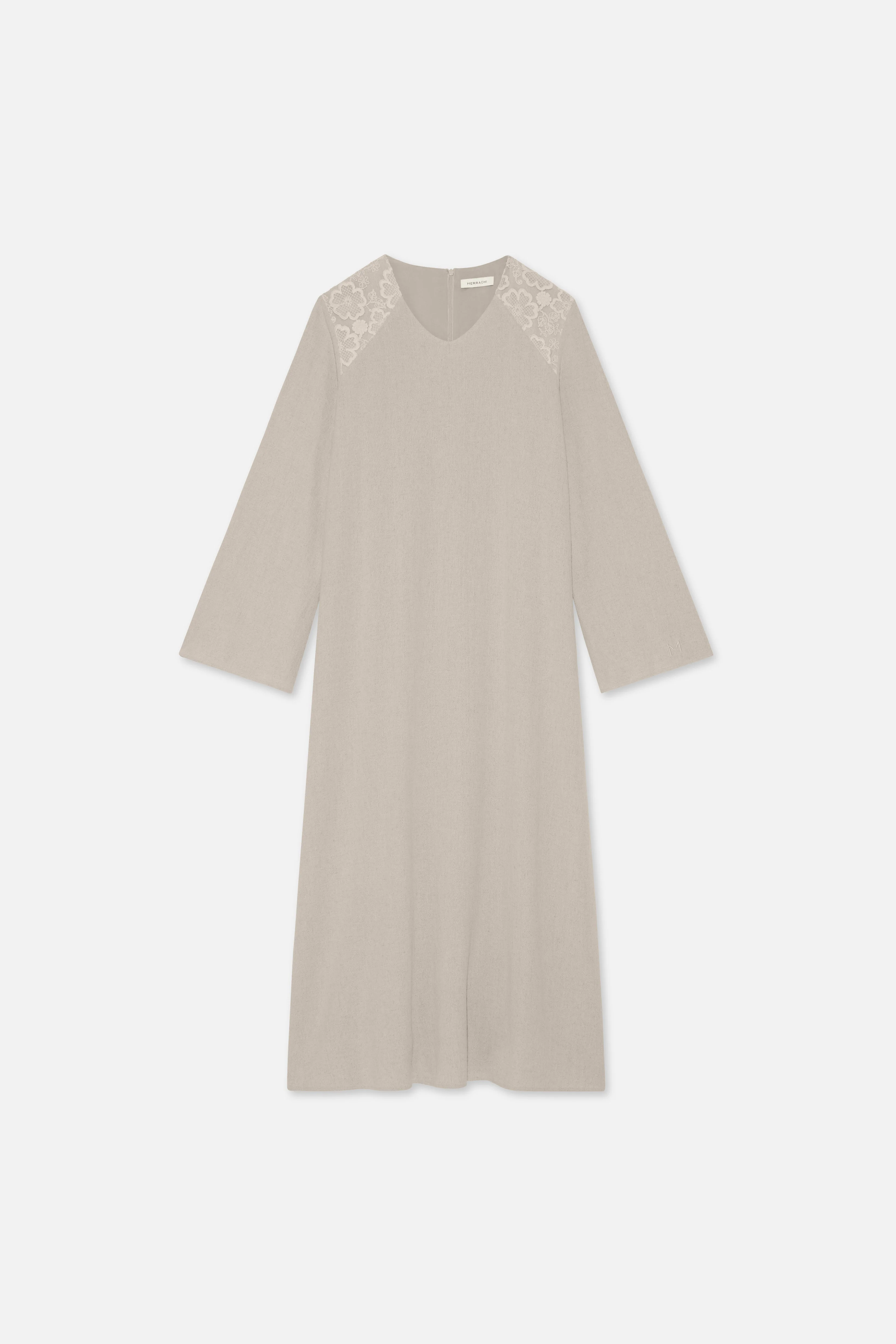 Lace Trim Dress | Grey Sand - Image 6