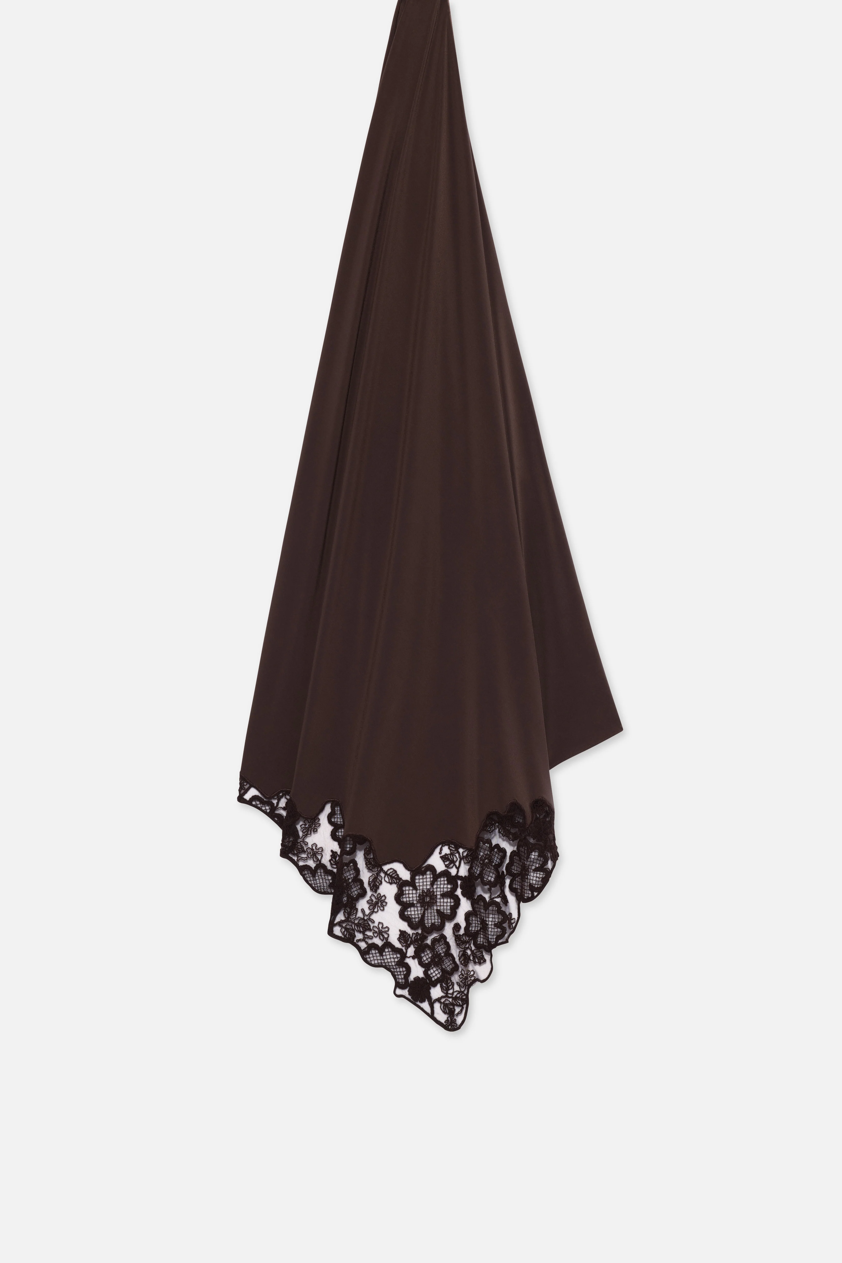 Lace Trim Scarf | Dark Brown - Image 3