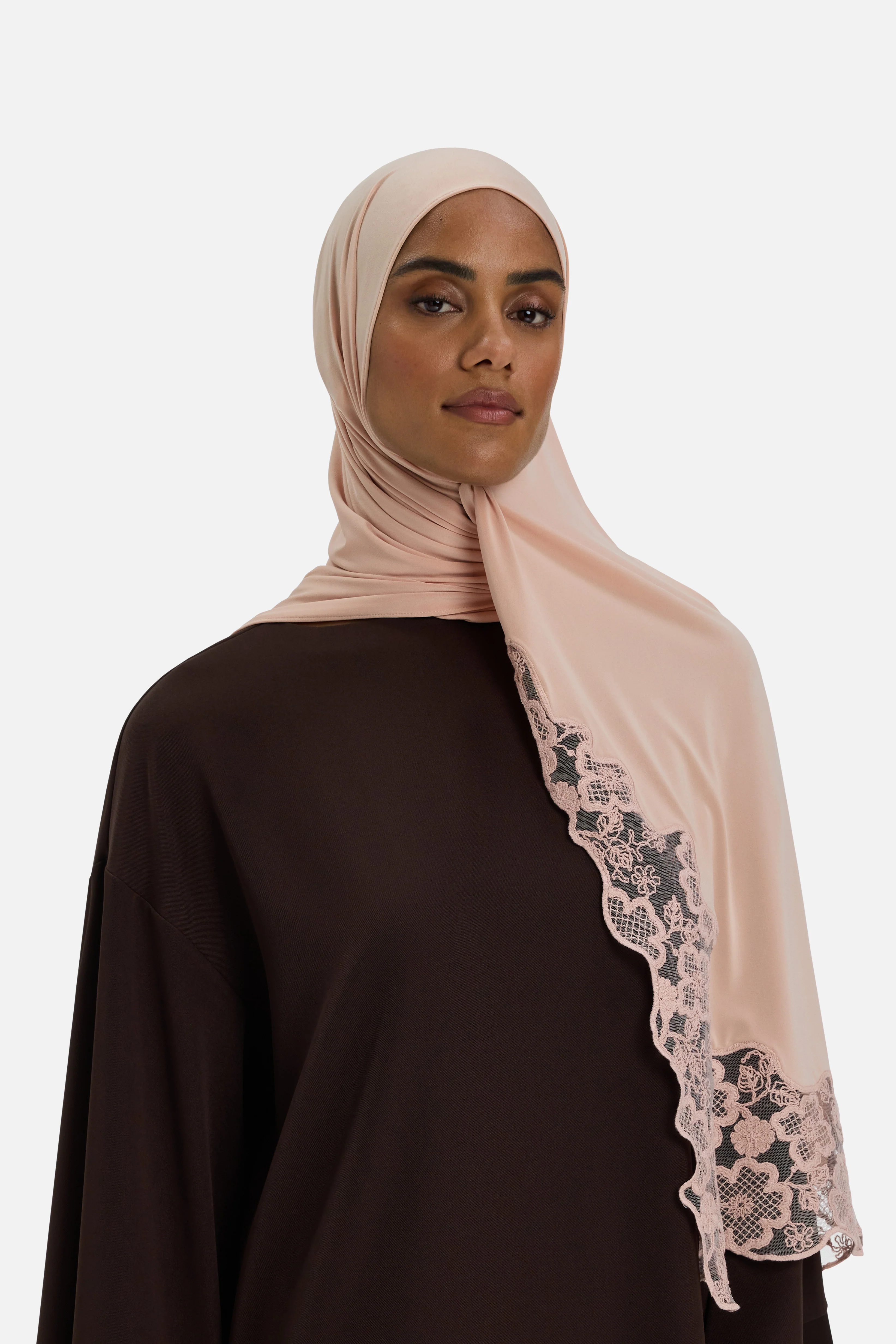 Lace Trim Scarf | Deep Rose - Image 2