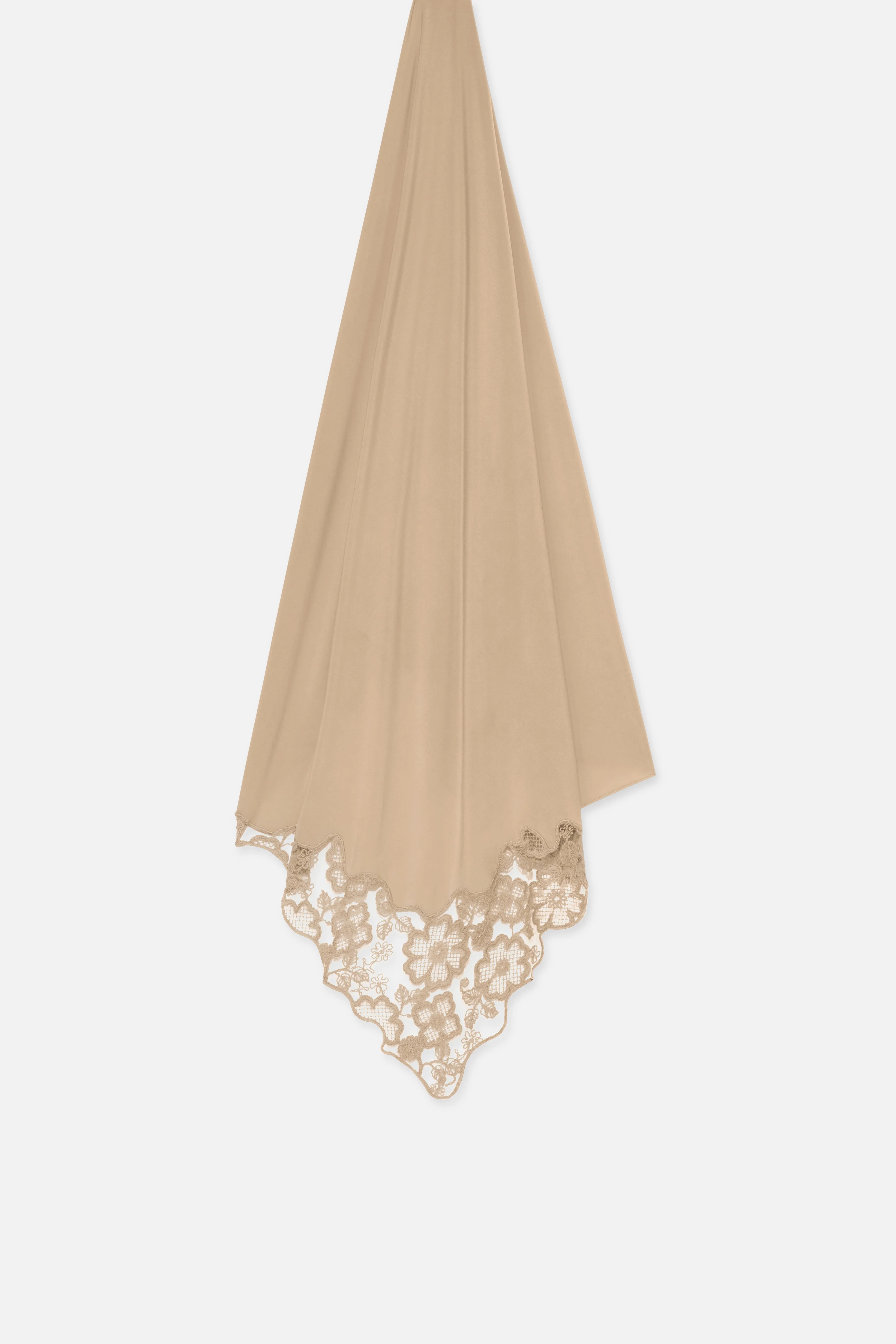 [PREORDER] Lace Trim Scarf | Mocha - Image 3