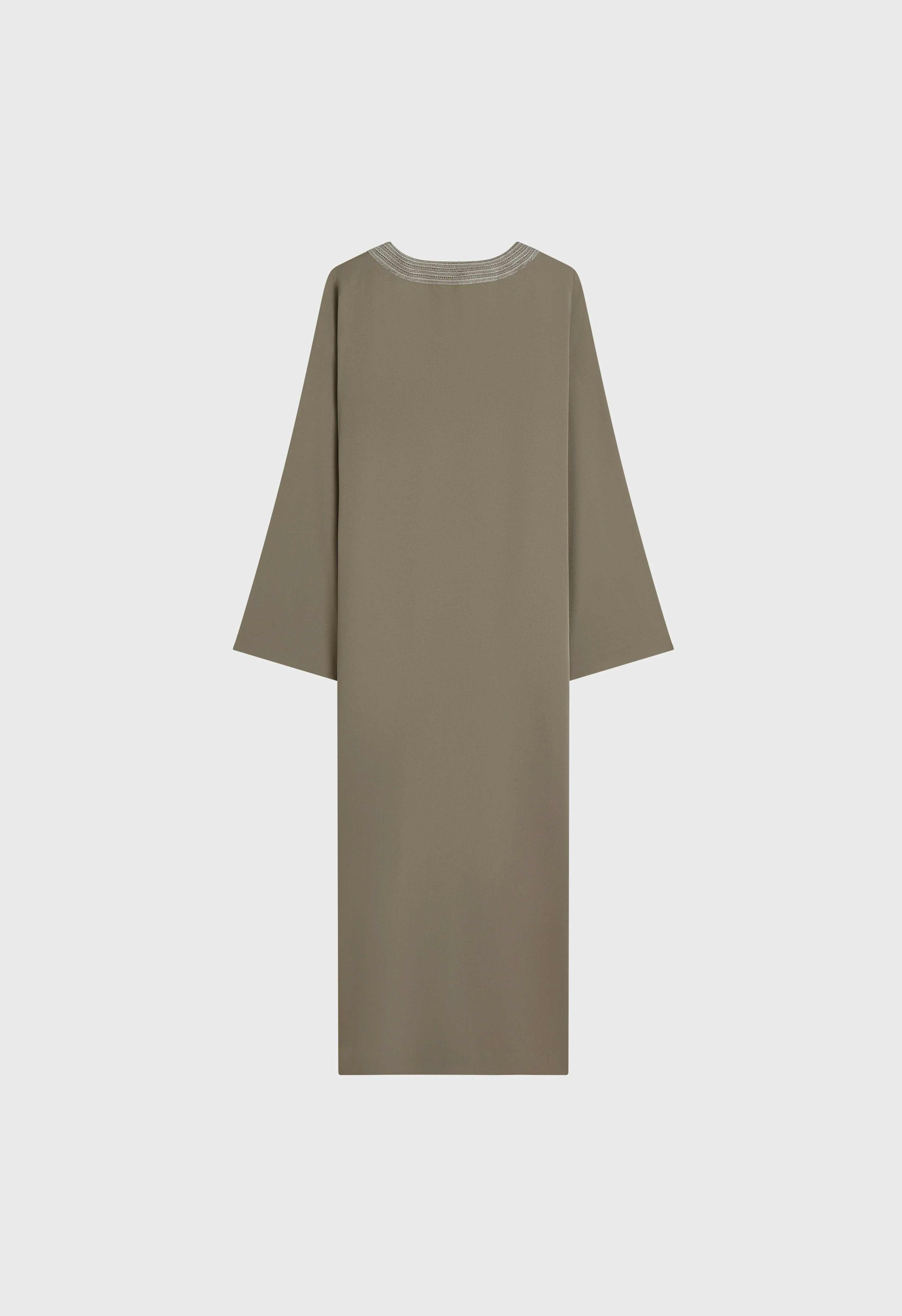 Lurex Embroidered Kaftan Dress | Desert Brown - Image 3