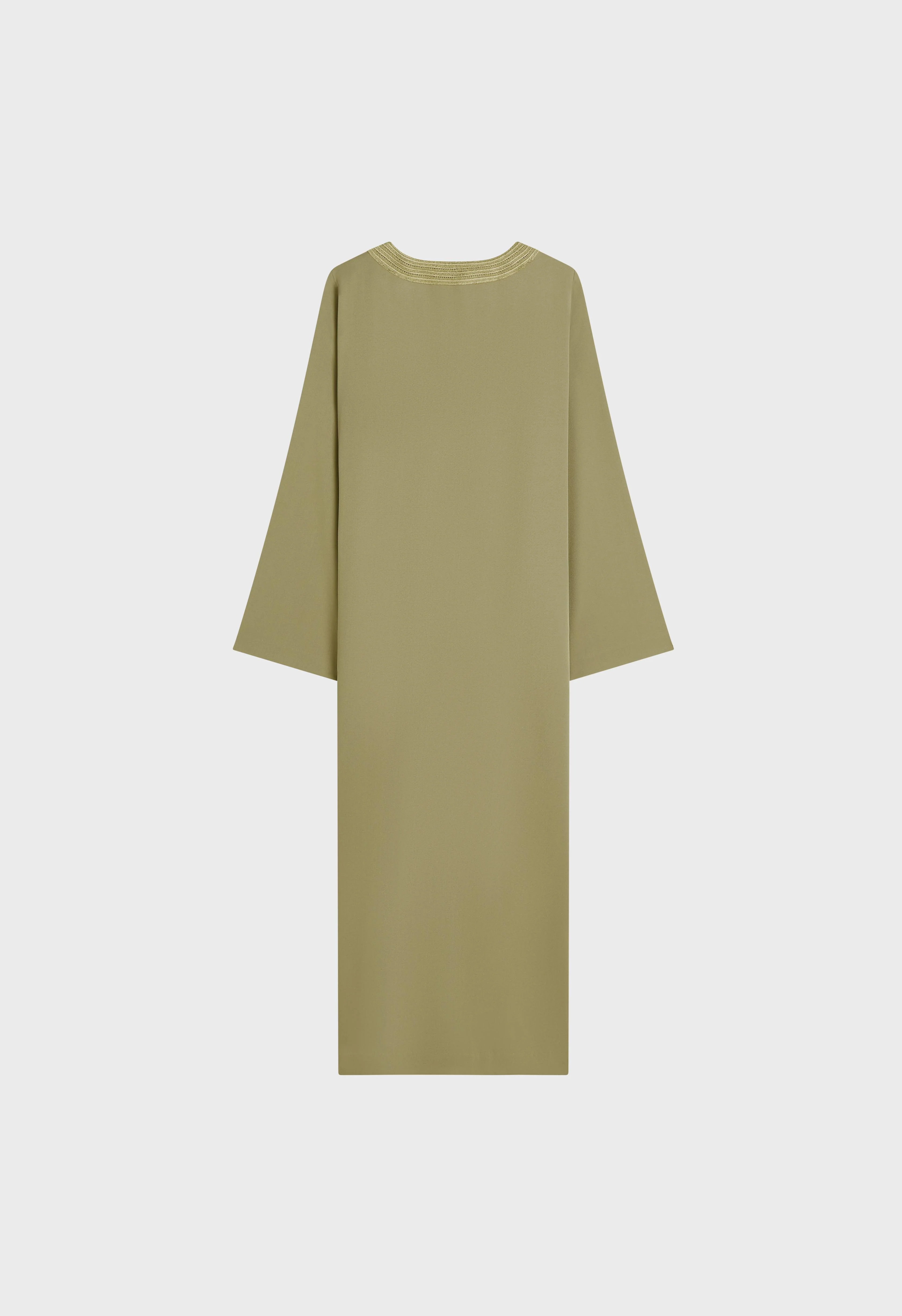 Lurex Embroidered Kaftan Dress | Grey Green - Image 3