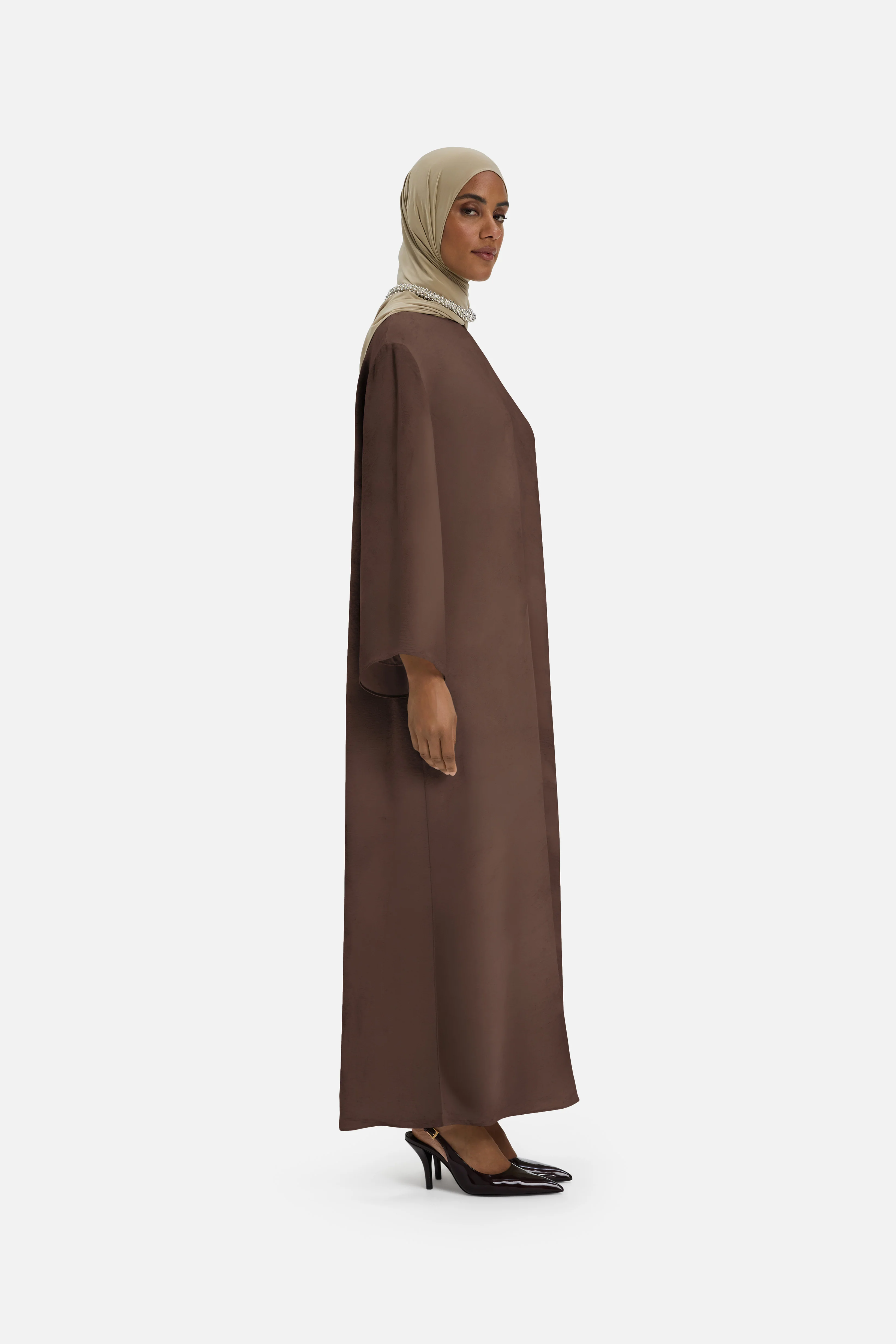 Marble Crew Neck Dress | Ash Brown - Image 2