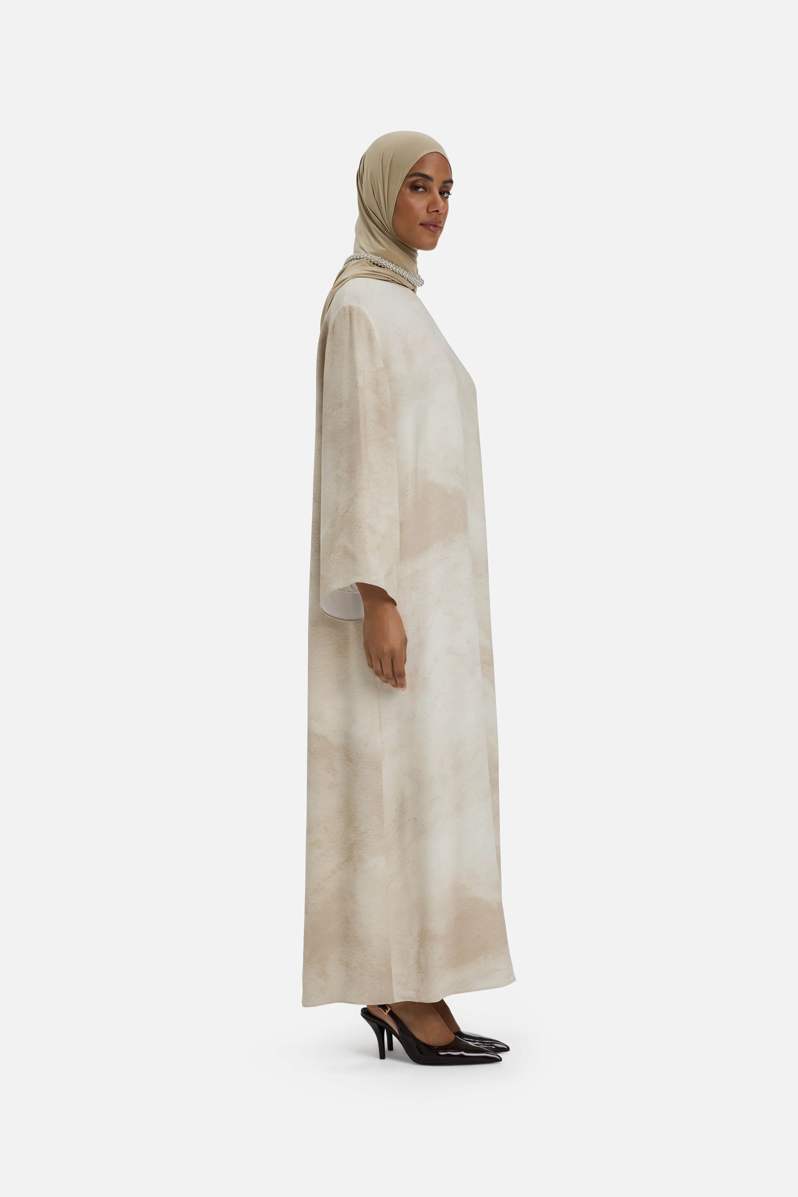Marble Crew Neck Dress | Mocha Marble - Image 2