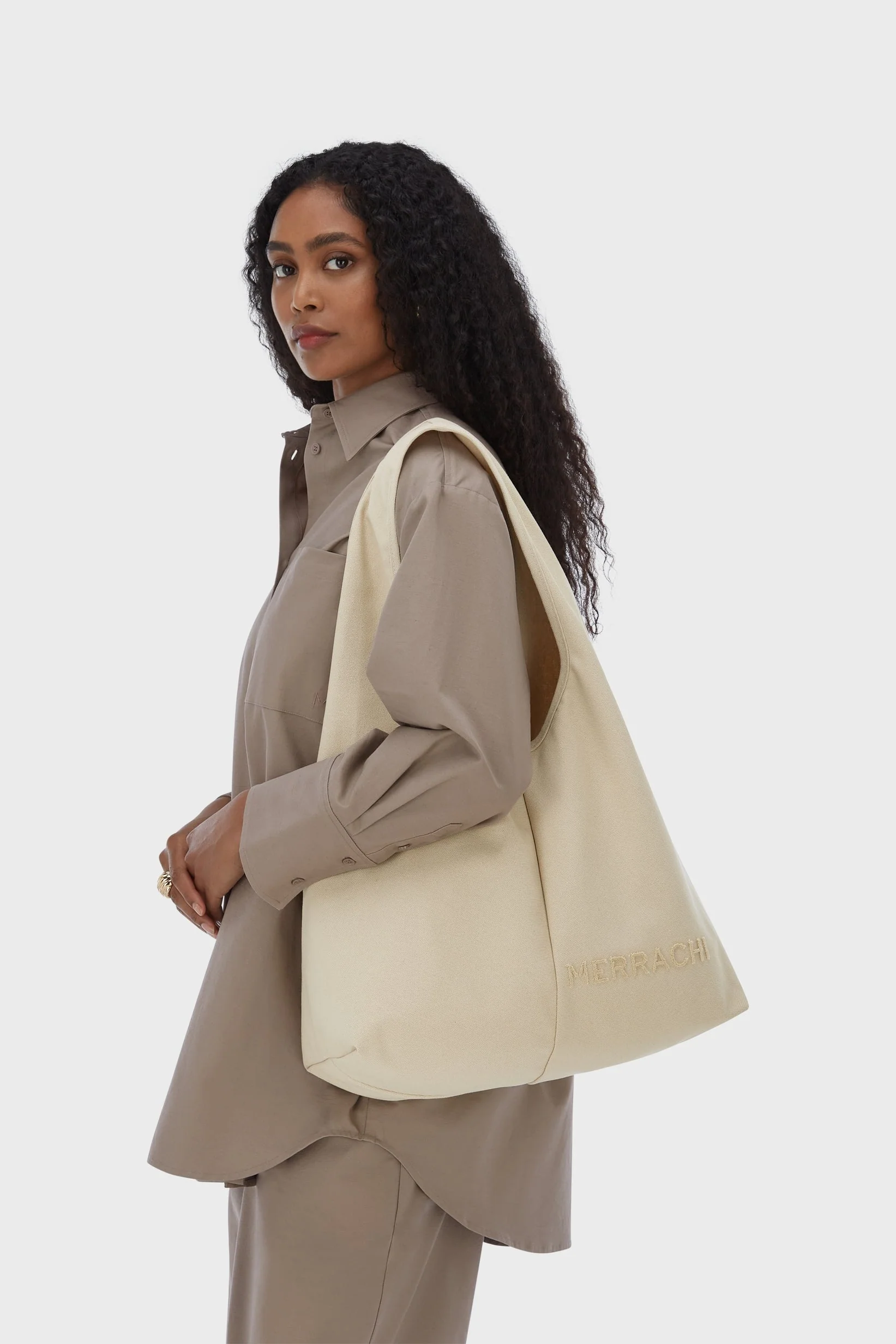 Oval Tote Bag | Soft Taupe - Image 3