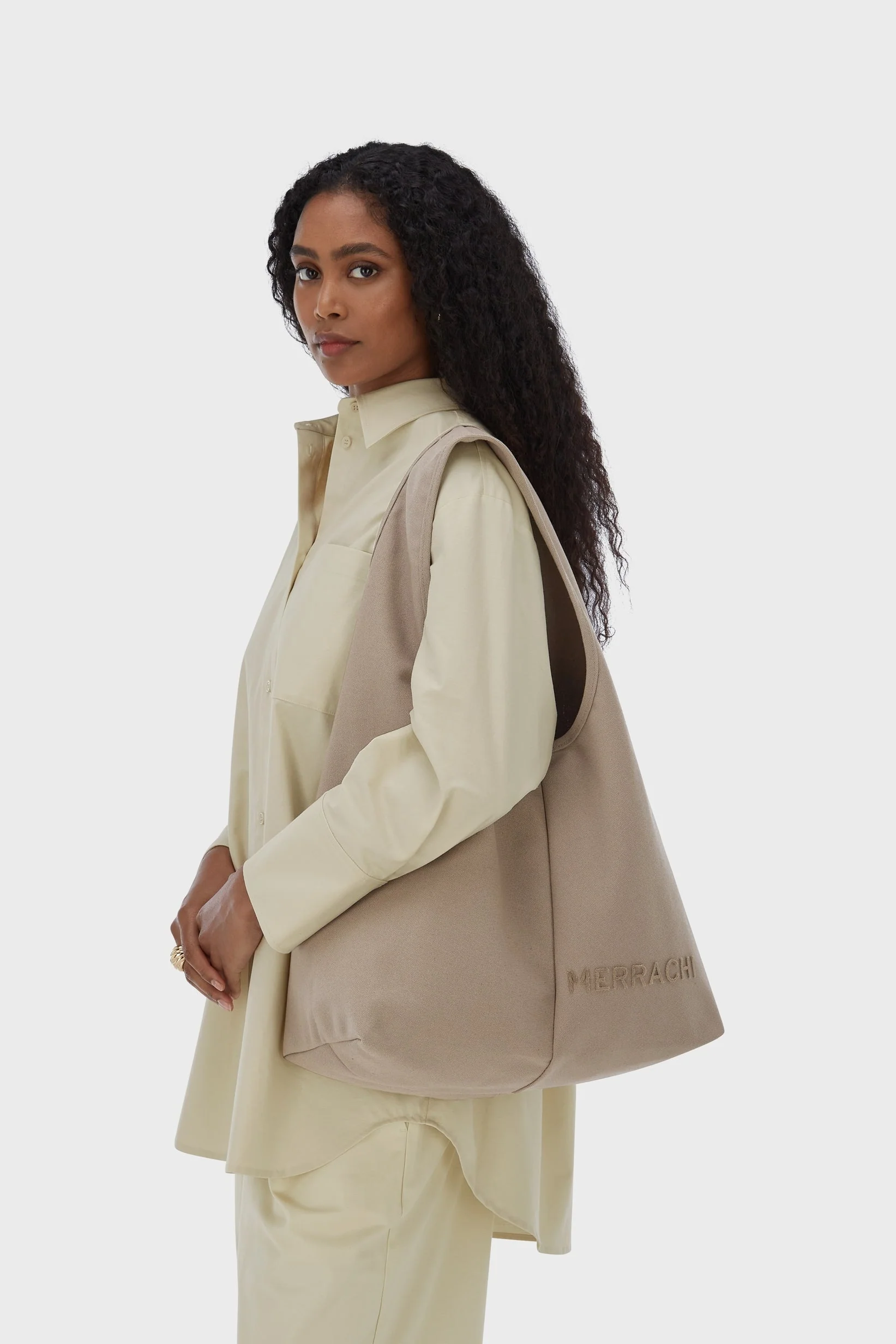 Oval Tote Bag | Taupe - Image 3