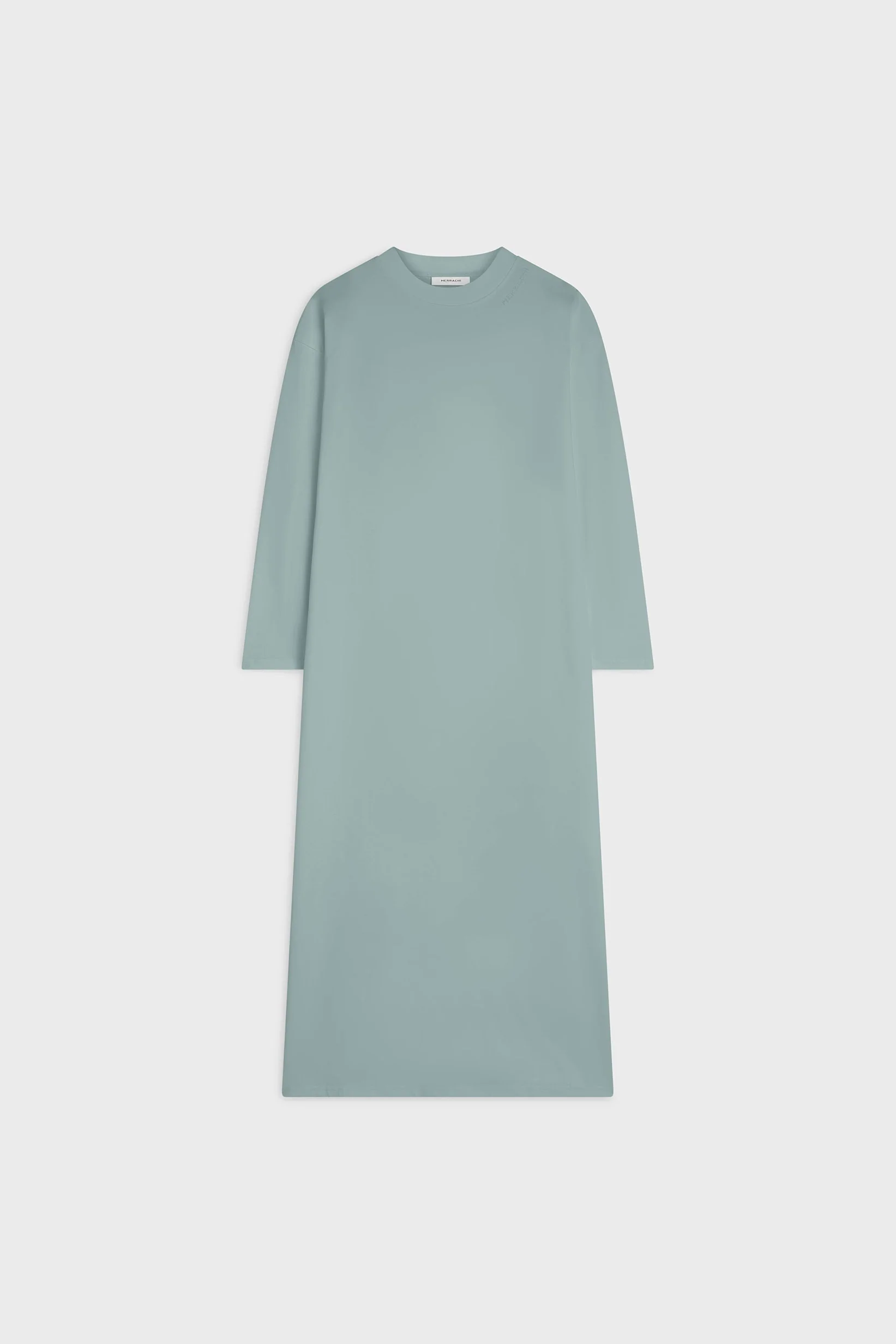 Oversized Cotton Tee Dress | Silver Blue - Image 3